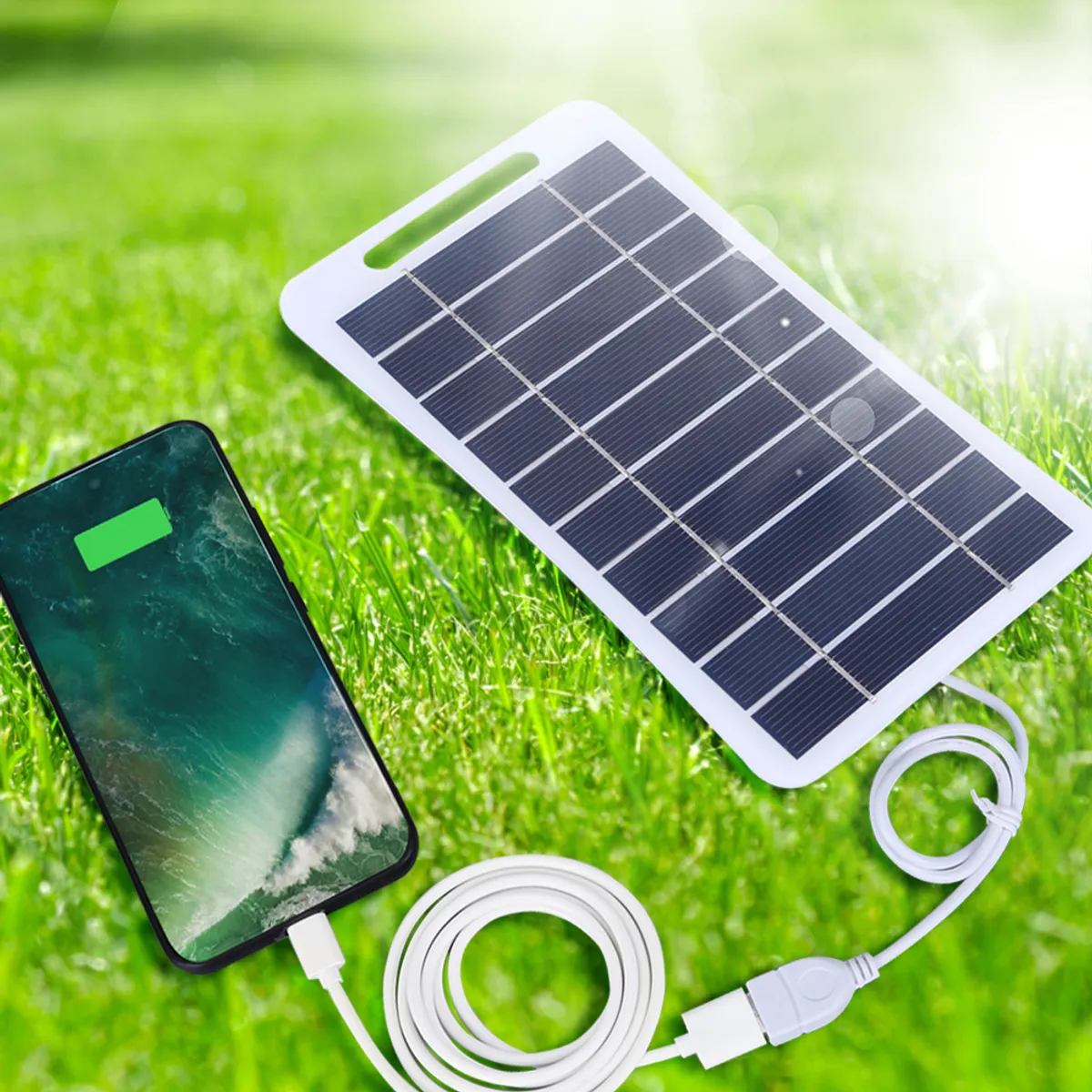 2W 5V Monocrystalline Solar Panel Charger, Lightweight Portable Solar Charging Board