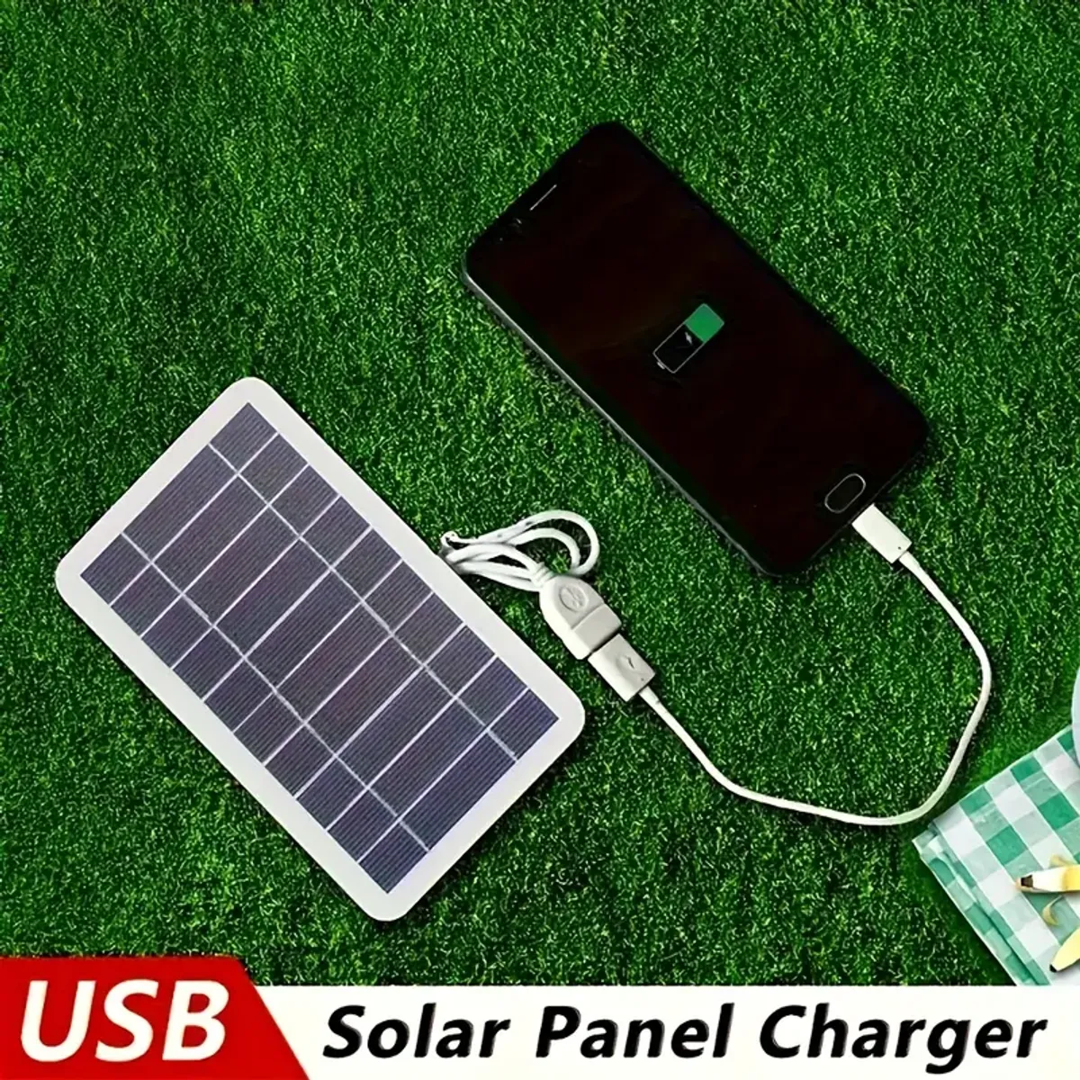 2W 5V Monocrystalline Solar Panel Charger, Lightweight Portable Solar Charging Board