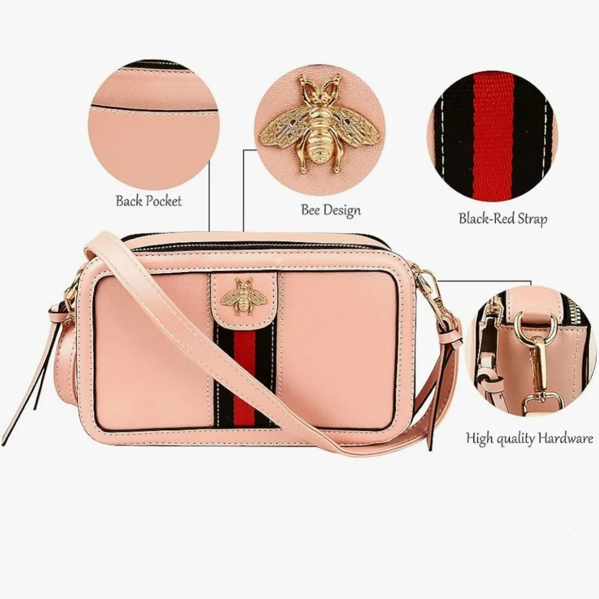 Women Crossbody Wide Strap Clutch PU Leather Handbag