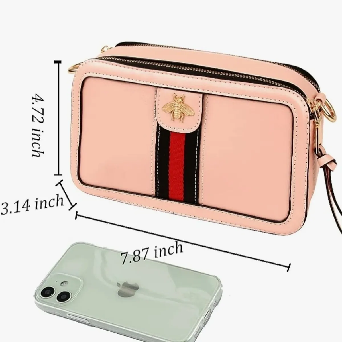 Women Crossbody Wide Strap Clutch PU Leather Handbag