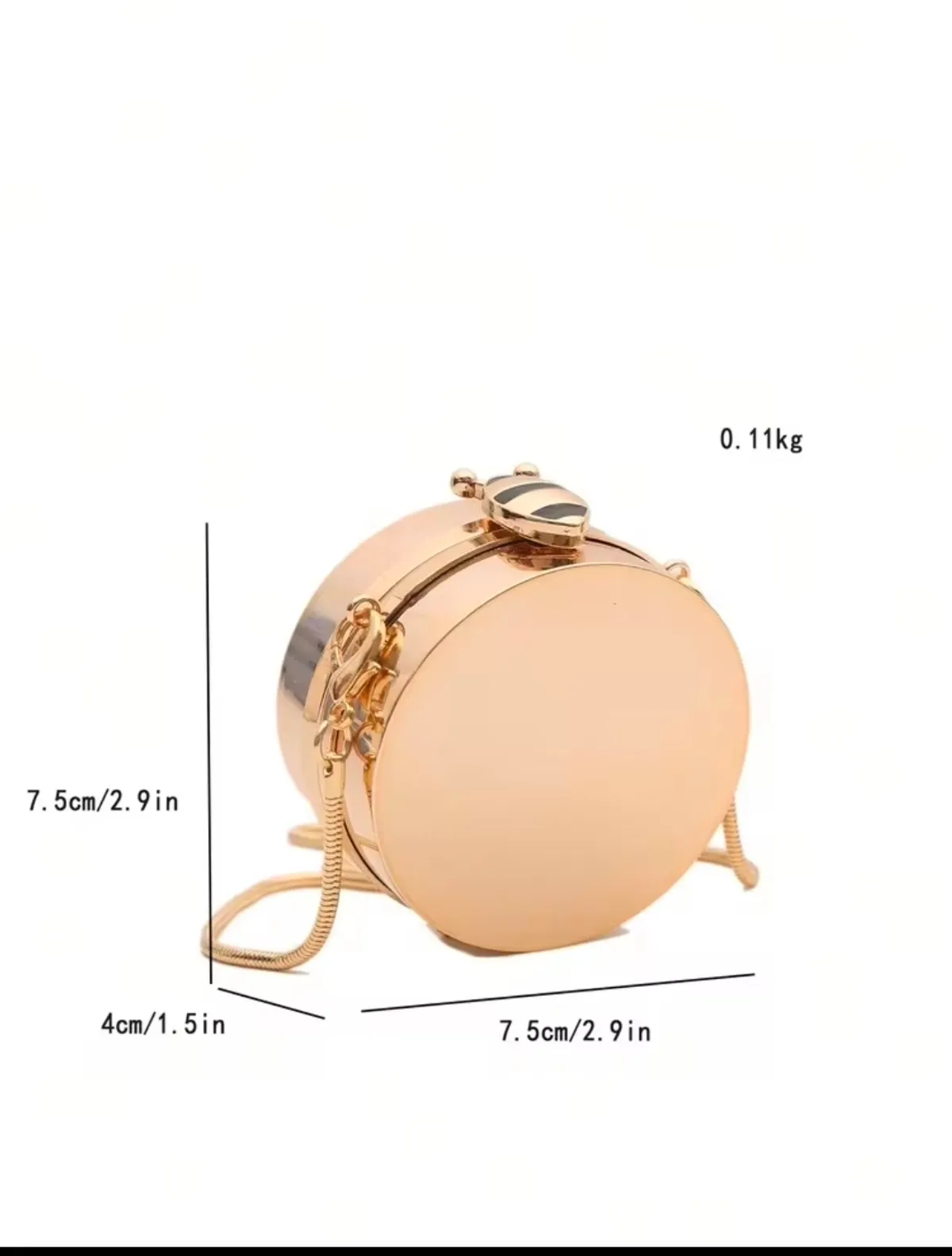 Gold Mini Round Accessory Bag Chain Box Crossbody Bag Women Party Cosmetic Jewelry Bag Coin Purse