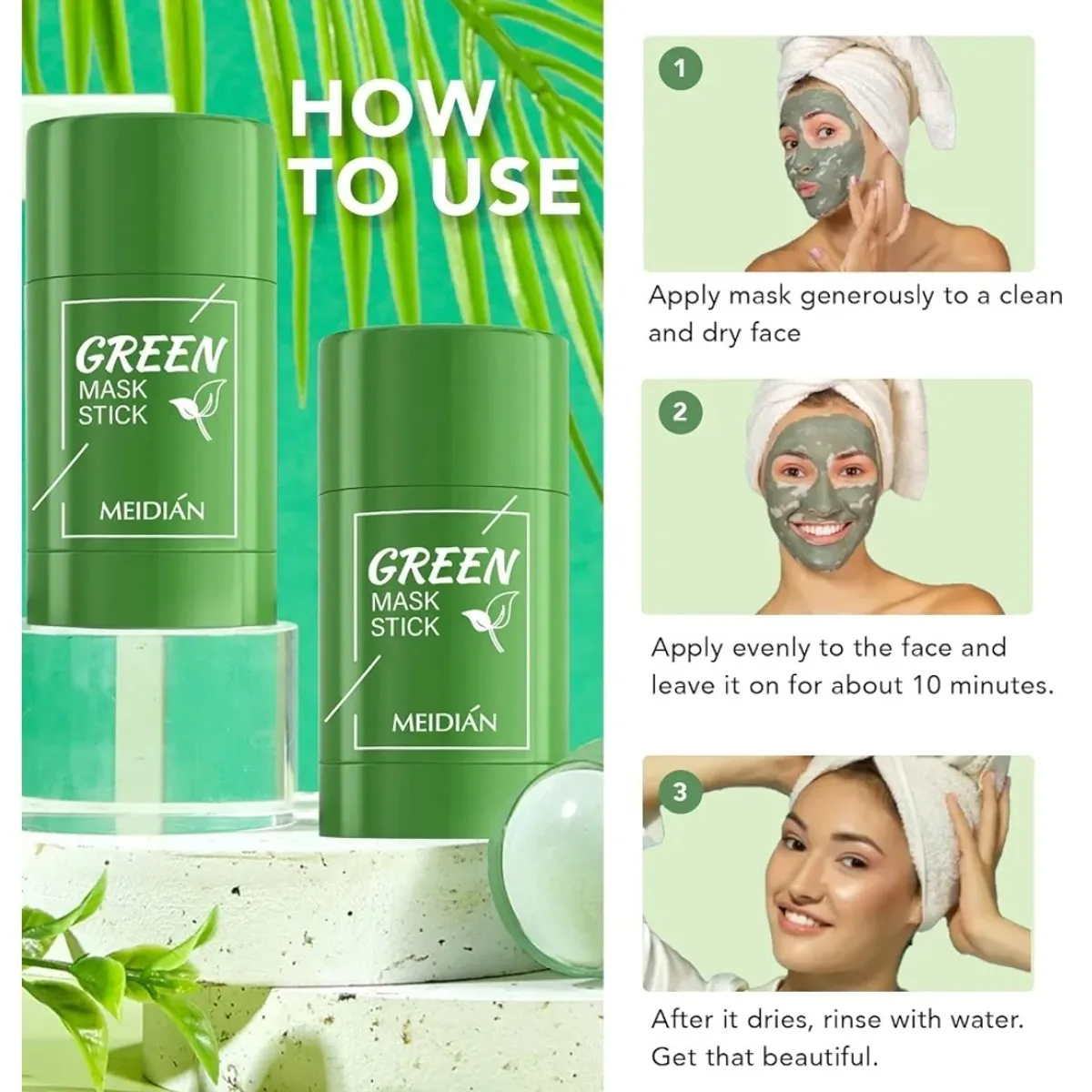 2 Pcs Green Tea Mask Stick for Face (Green Tea Mask)