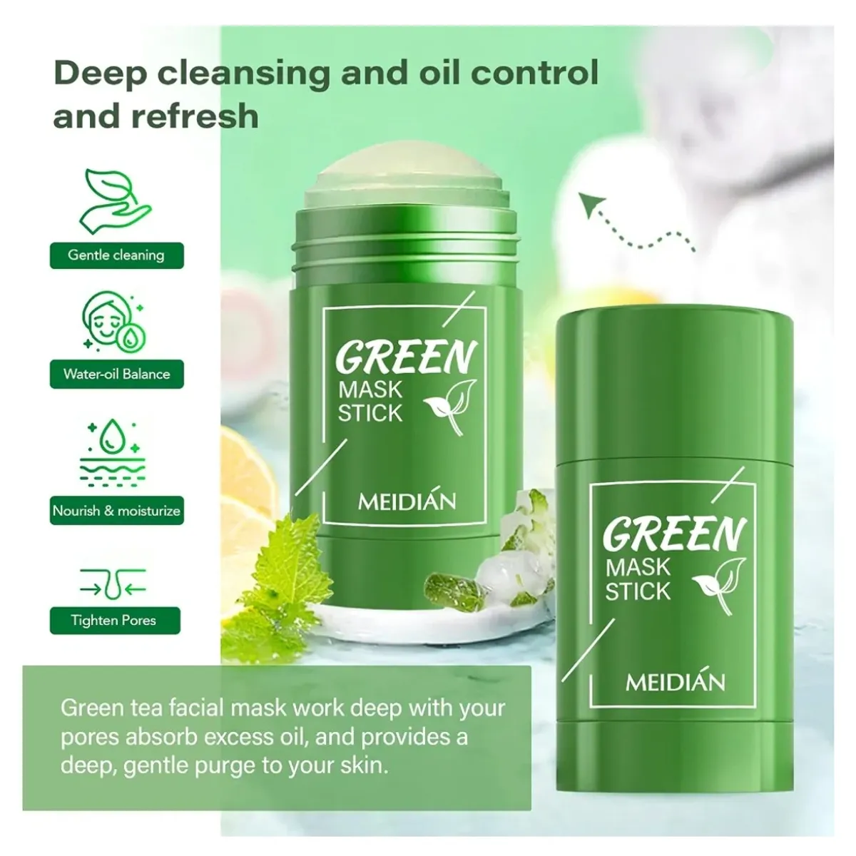 2 Pcs Green Tea Mask Stick for Face (Green Tea Mask)