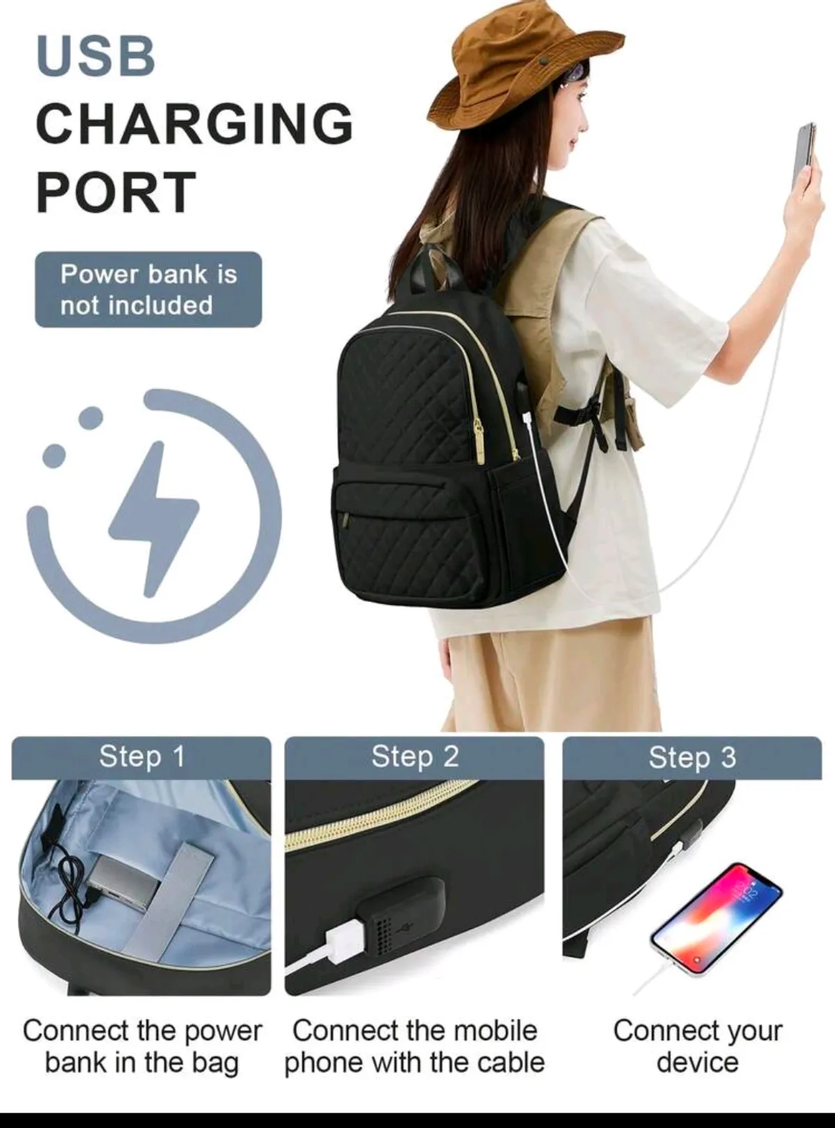 Floless Laptop Backpack Unisex, Quilted Durable Classical 14/15.6 Inch