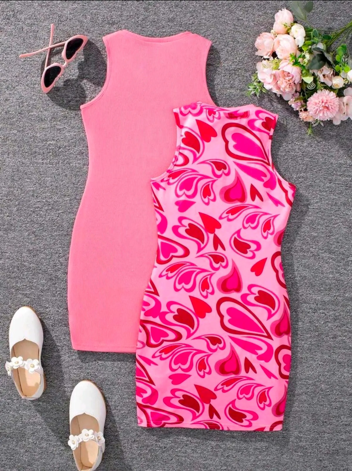 Tween Girl 2pcs Streetwear Sporty Knit Sleeveless Dress Set With Round Neck - Size 9Y