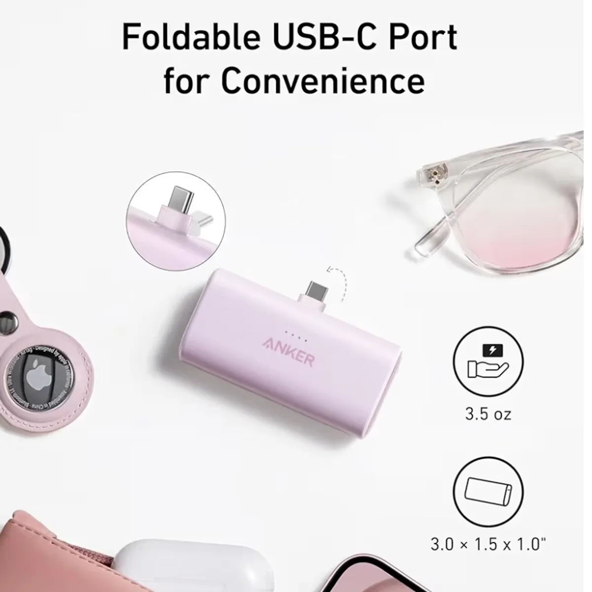 Anker Portable Charger, Built-in USB C Connector, 22.5W