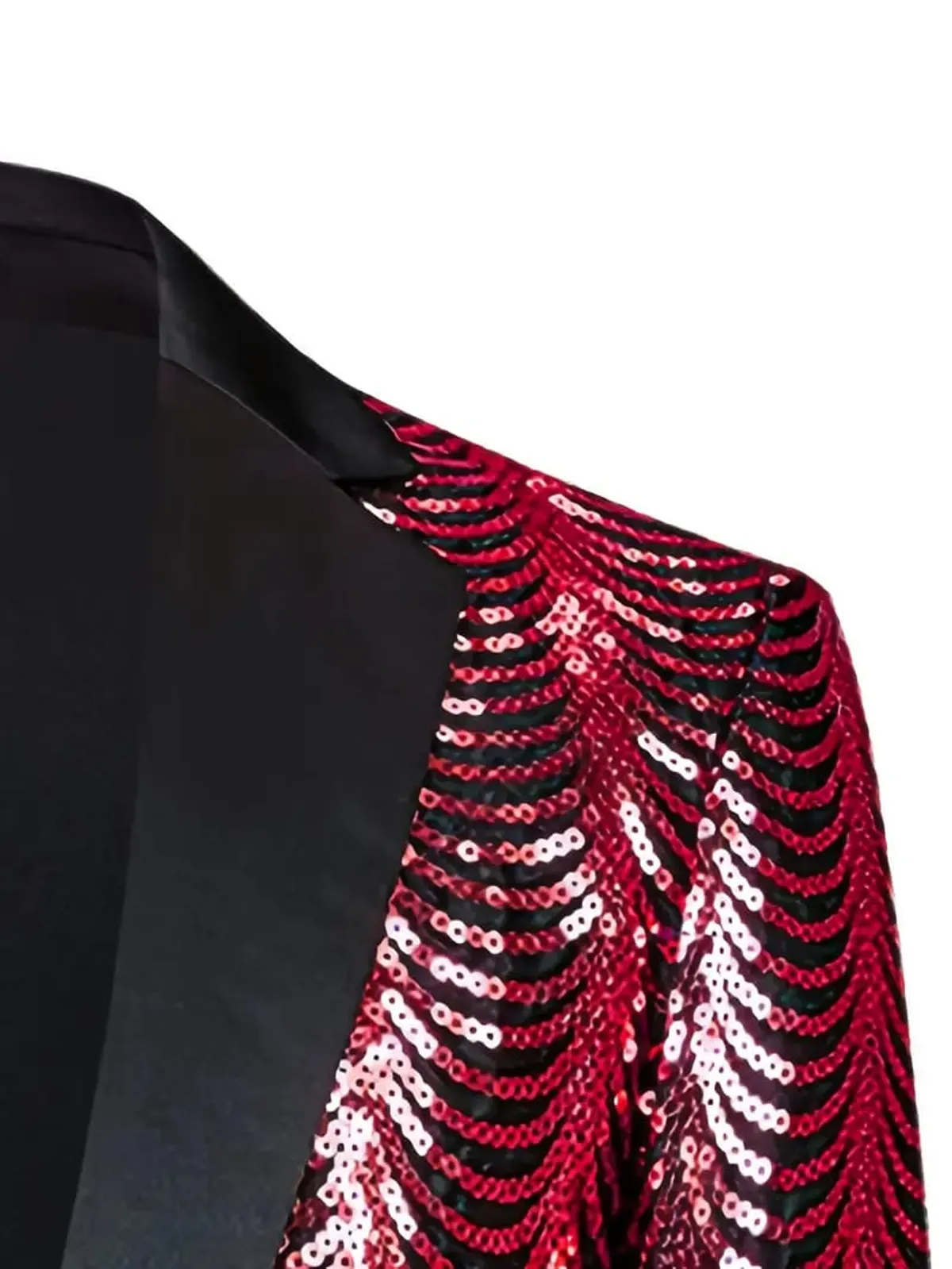 Asymmetrical Shiny Sequined Men's Tailcoat Suit Jacket - Size L