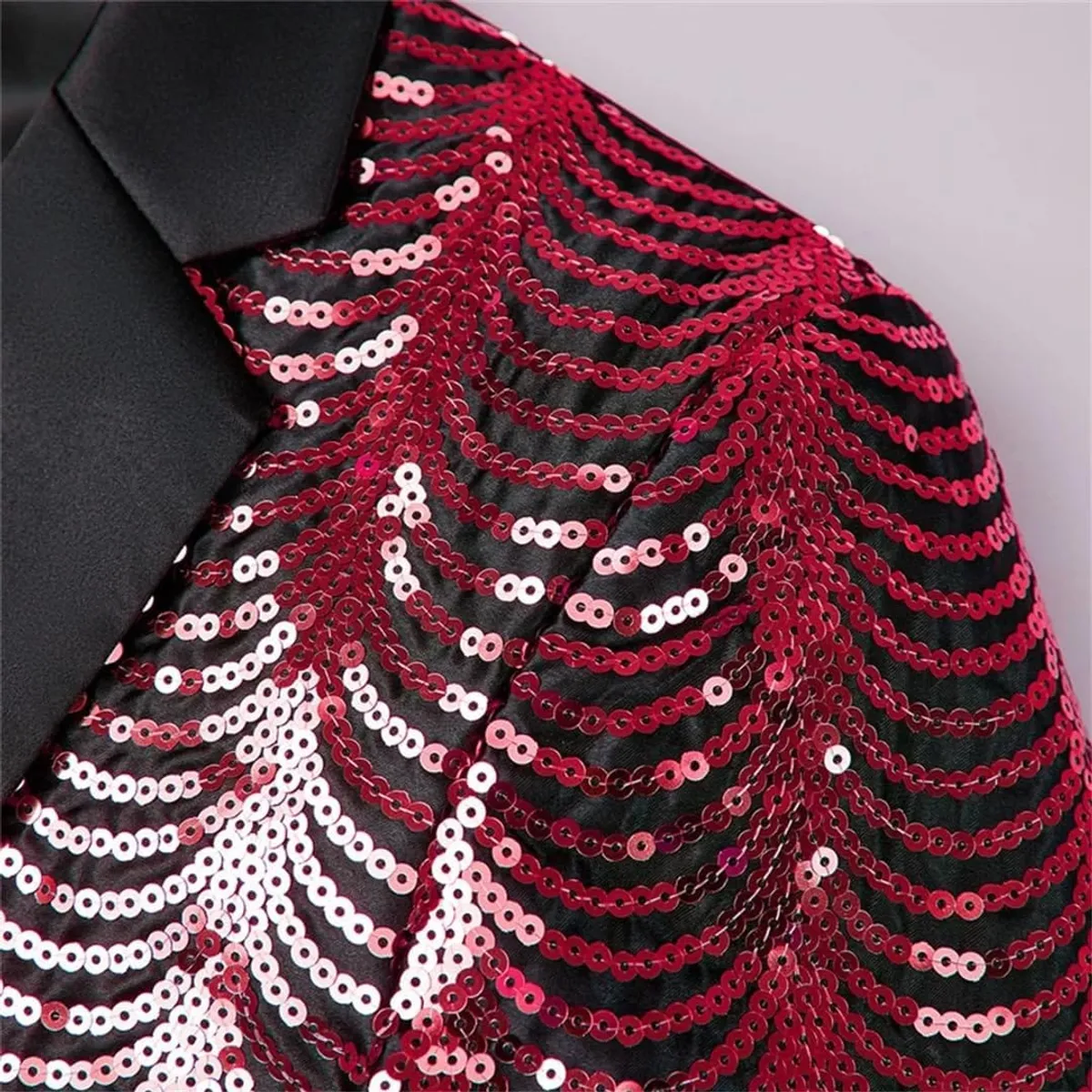 Asymmetrical Shiny Sequined Men's Tailcoat Suit Jacket - Size L