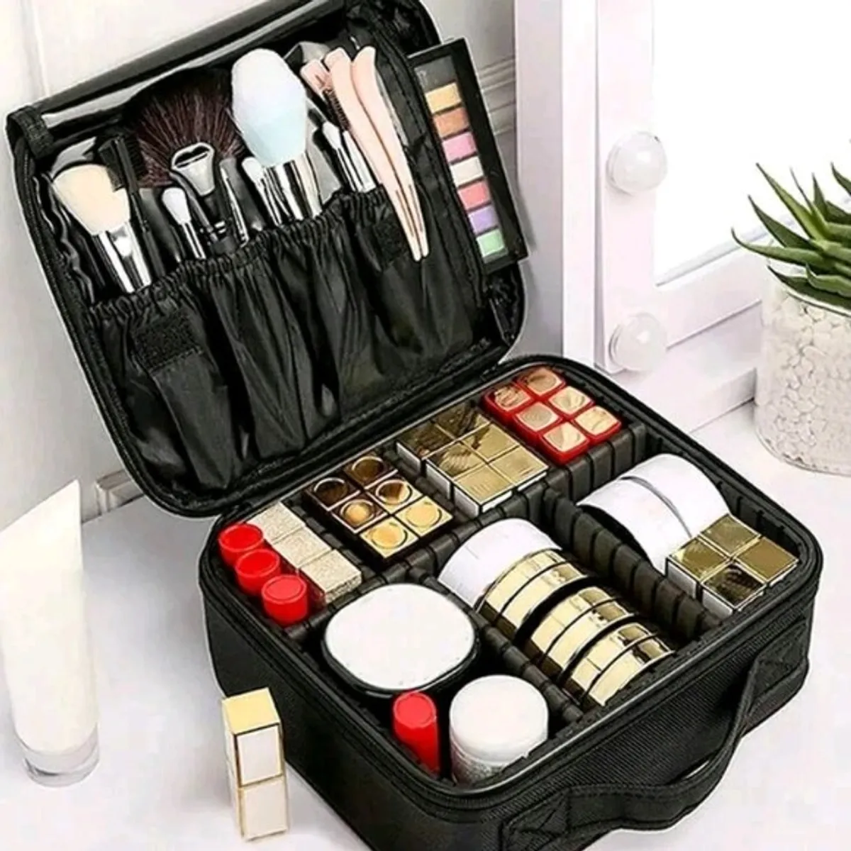 Women's  Black Cosmetics Organizer Storage Bag