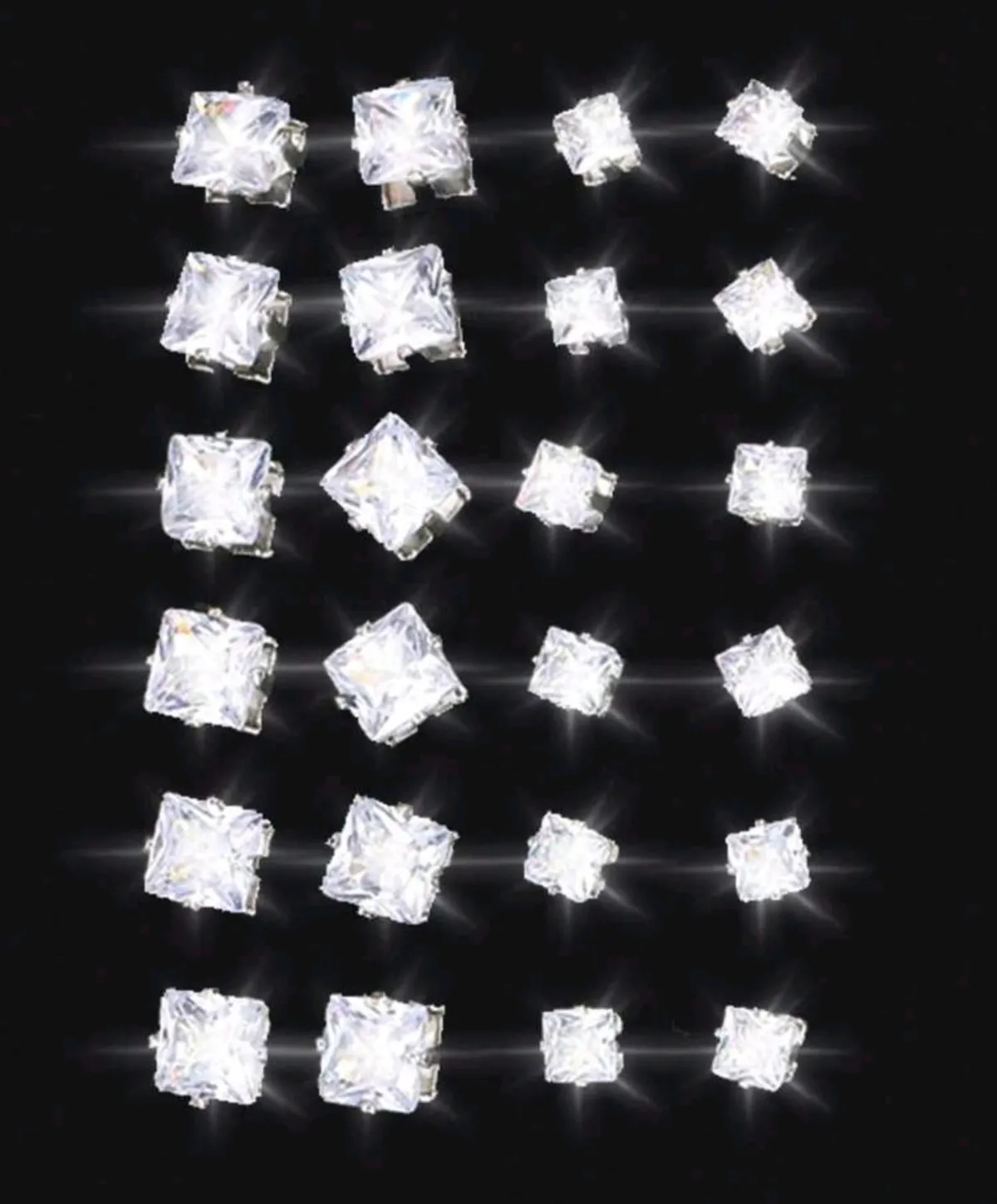 24PCS/Set Minimalist Punk Geometric Zirconia Stud Earrings