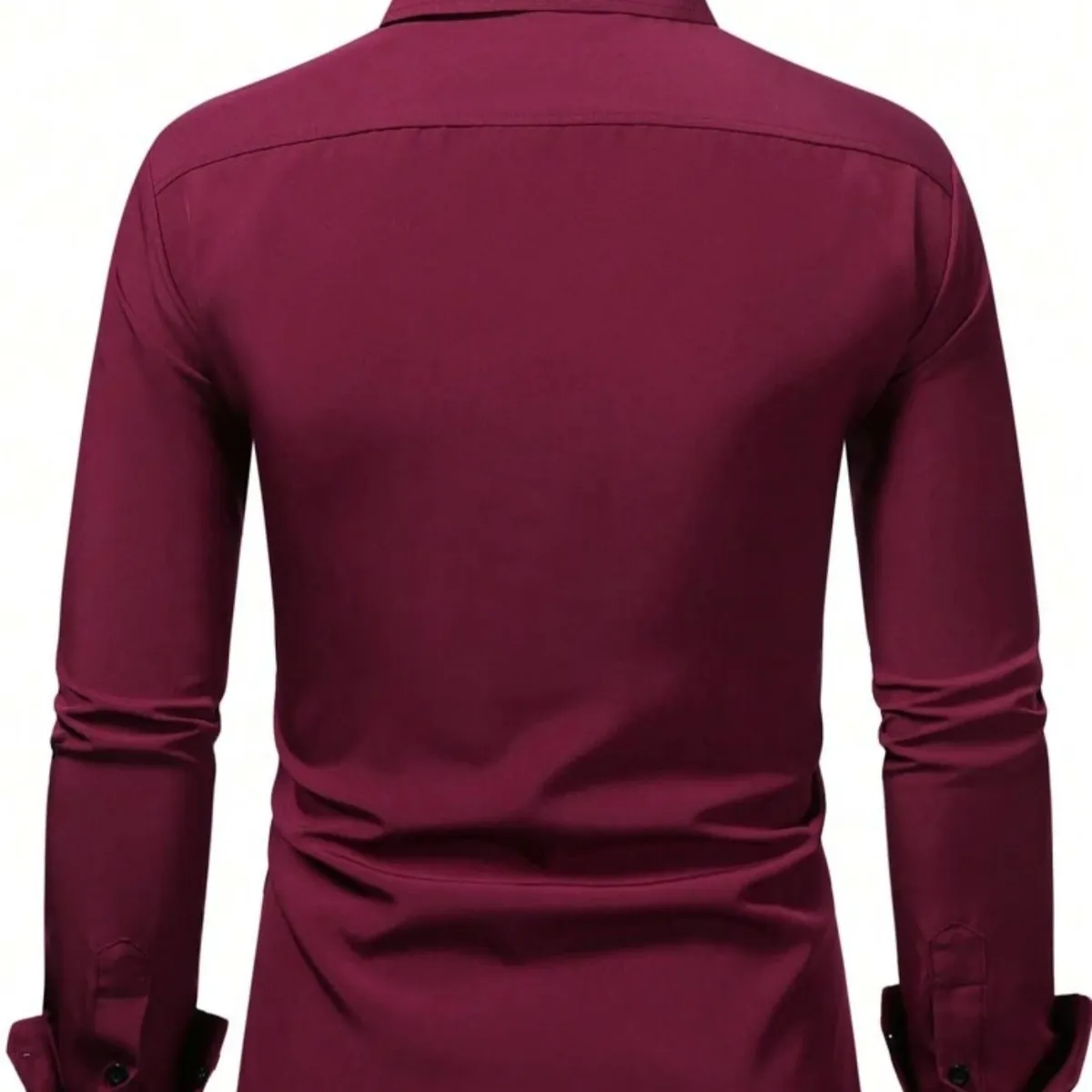 Men Long Sleeve Pocketed Casual Dark Red Dress Shirt - Size M.