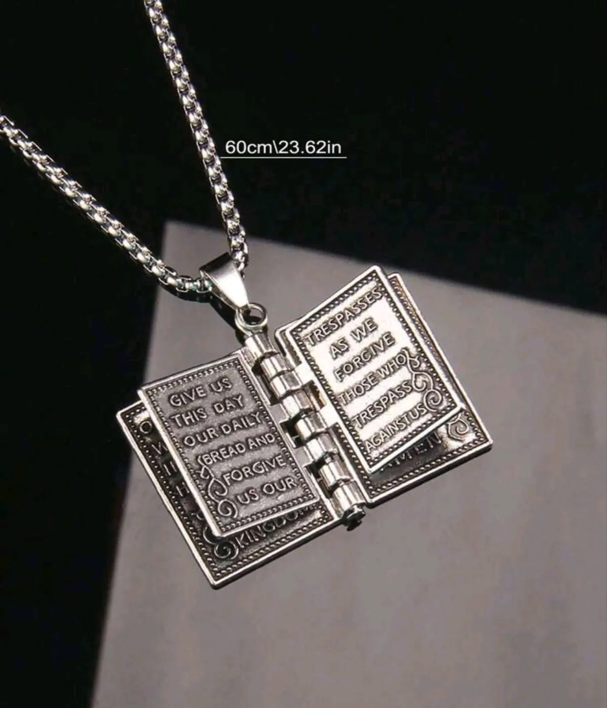 1PC Flip Page Bible Lord's Prayer Book Pendant Necklace