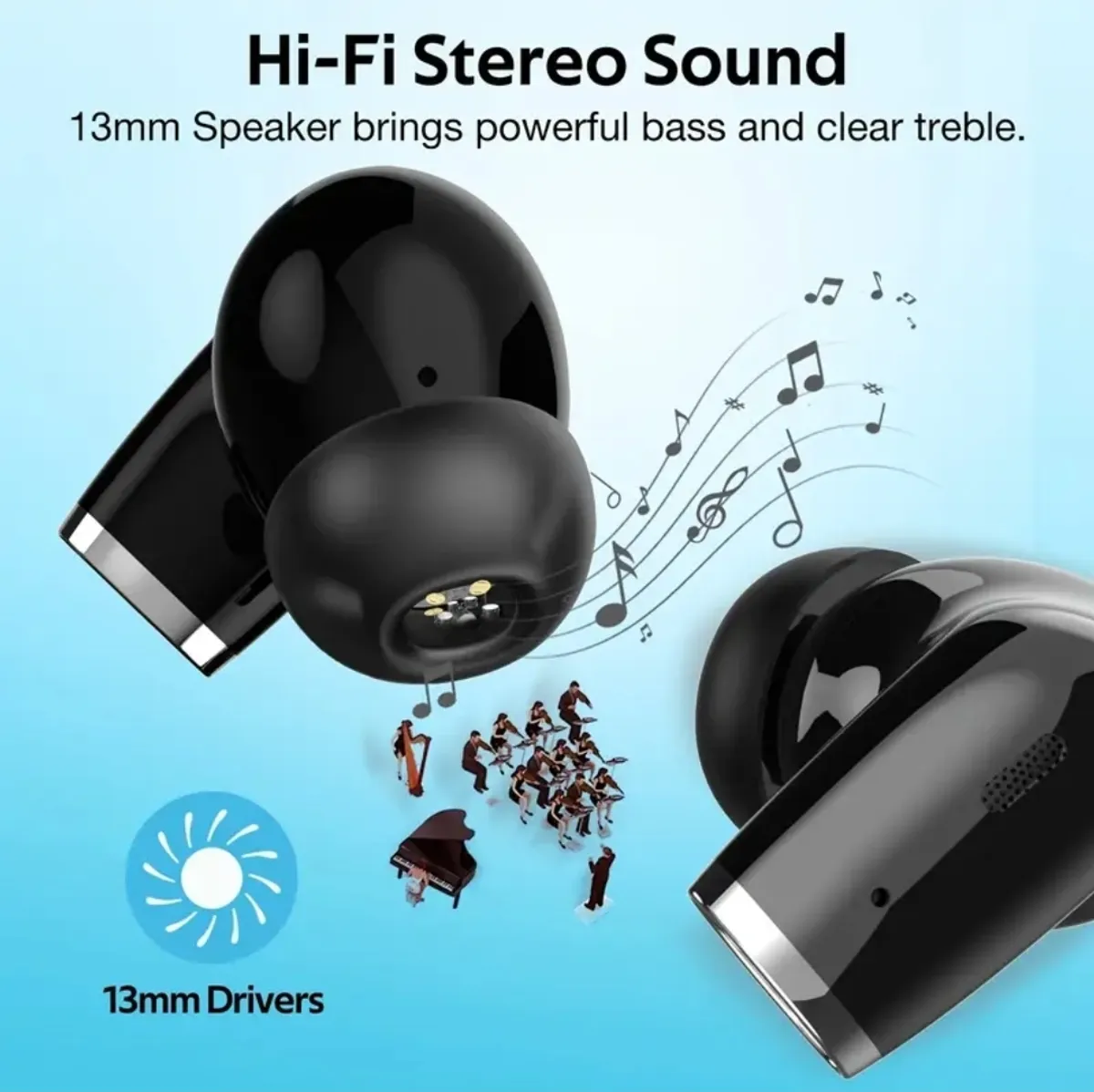 Wireless Earphones, Bluetooth 5.4 Earphones, 13mm Speakers, Extra Long Play Time, Type-C Fast Charging Box, Stereo Bluetooth In-ear Earphones, Suitable for iPhone and Android In-ear Earphones, Gaming Business Sports Earphones with Microphone.