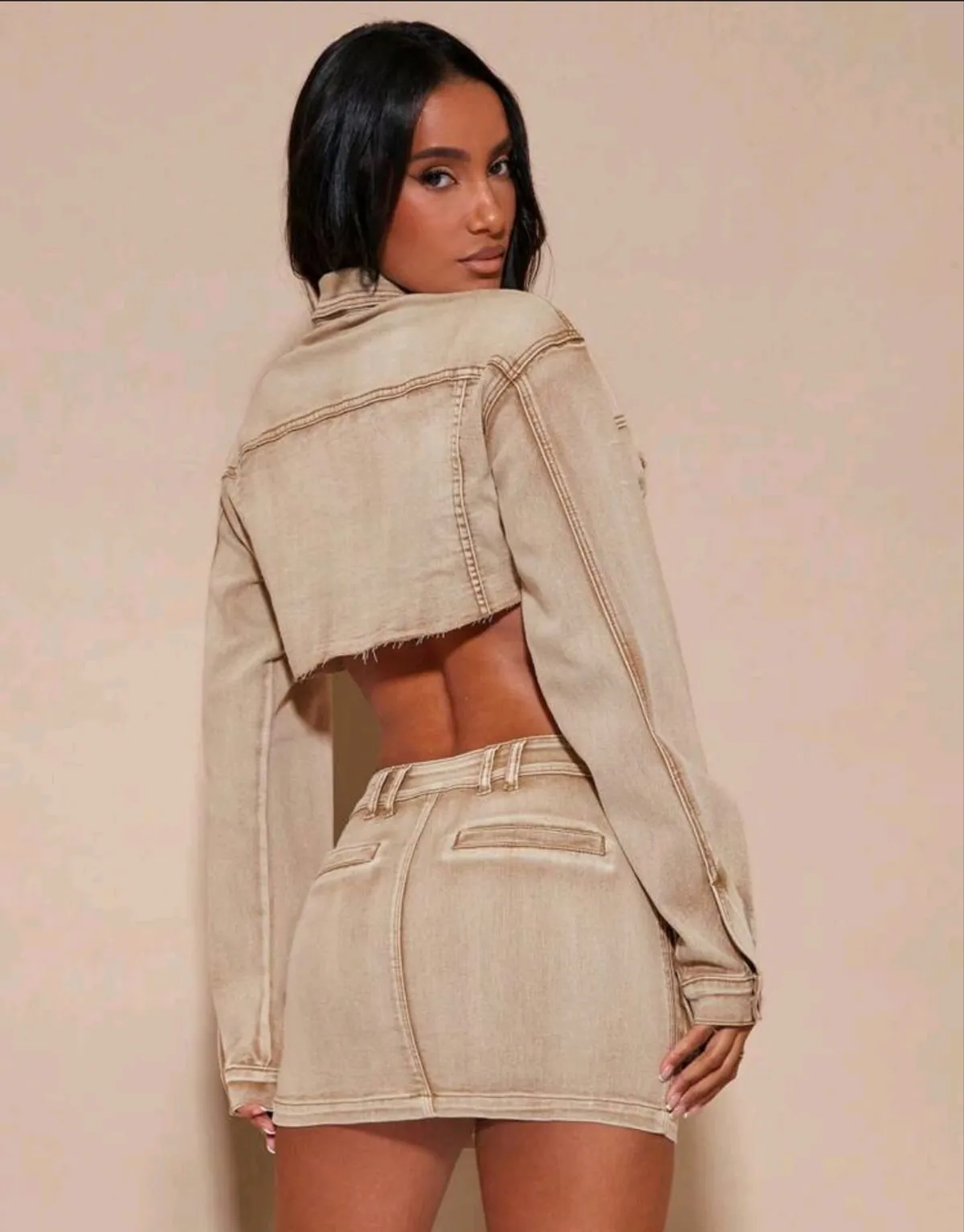 BAE Flap Pocket Raw Hem Crop Denim Jacket, Vintage, Fall Women Clothes, Streetwear - Size M