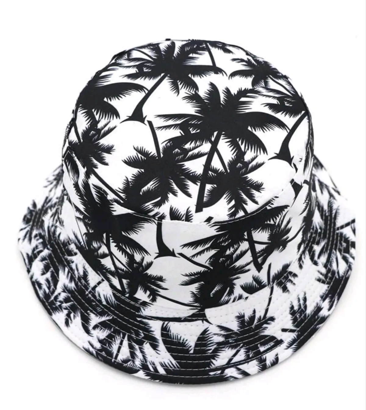 1PC Unisex New Arrival Palm Tree Pattern Printed Reversible Bucket Hat, Suitable For Daily Casual And Outdoor Activities