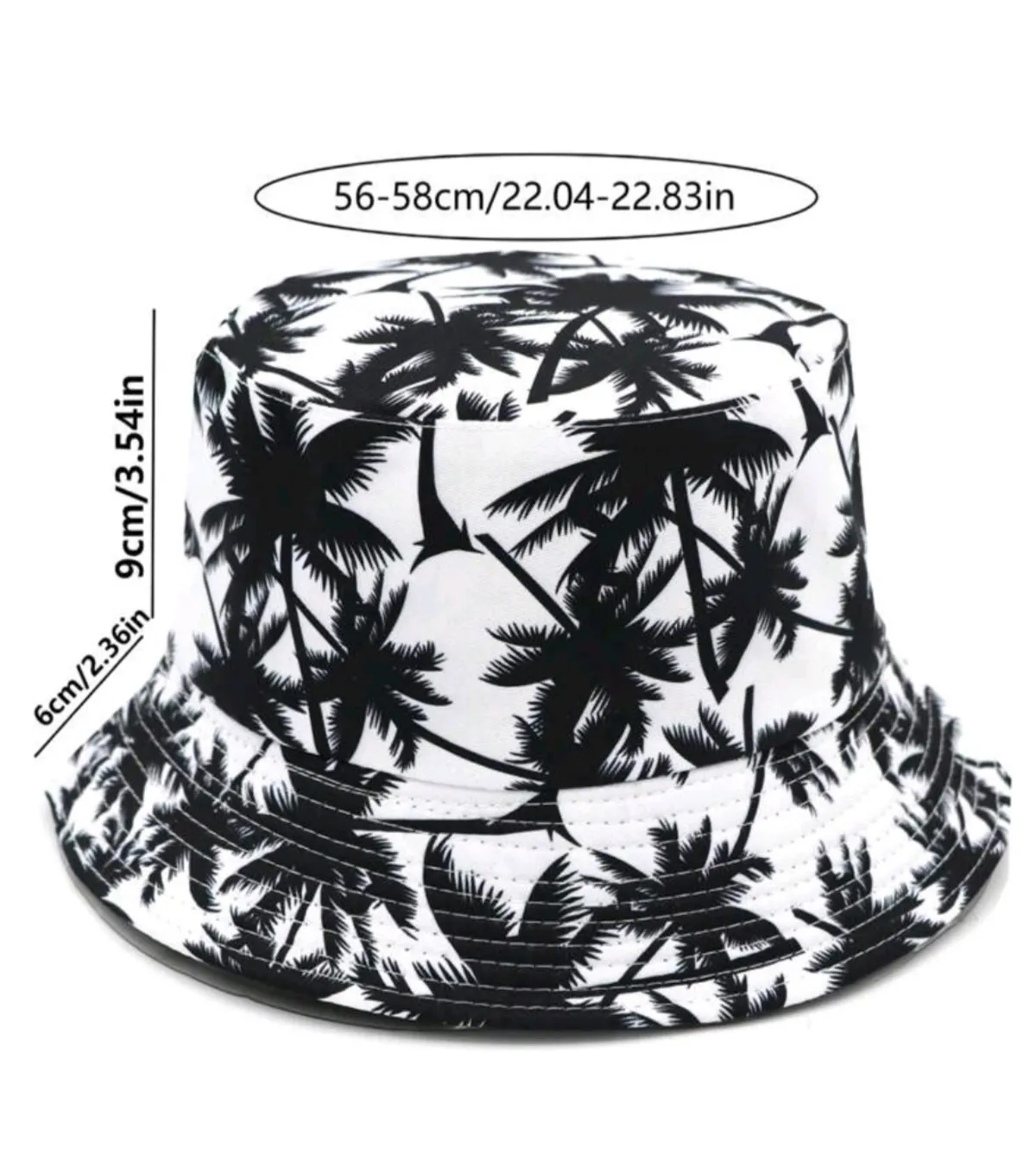 1PC Unisex New Arrival Palm Tree Pattern Printed Reversible Bucket Hat, Suitable For Daily Casual And Outdoor Activities