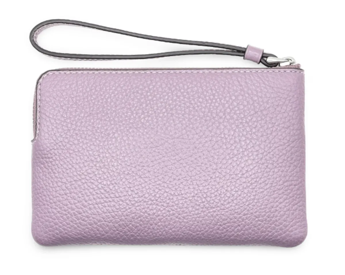 Coach Women's Small Corner Zip Wristlet in Pebbled Leather (Jasmine)
