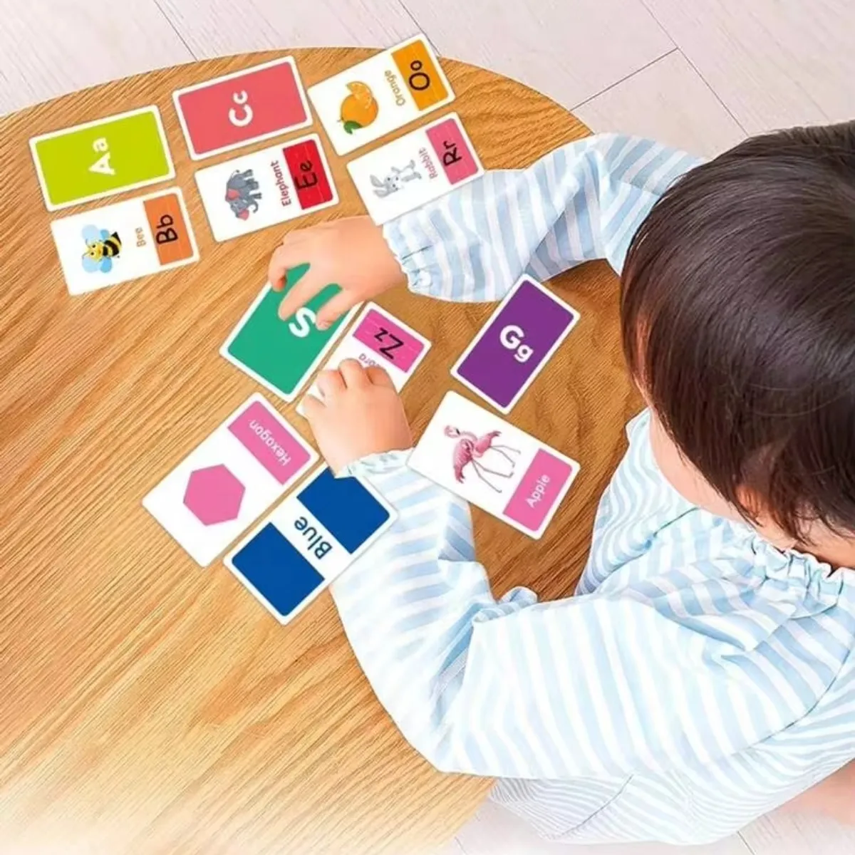 58pcs Picture Cards, Large Alphabet Flash Cards For Toddlers 2-4 Years