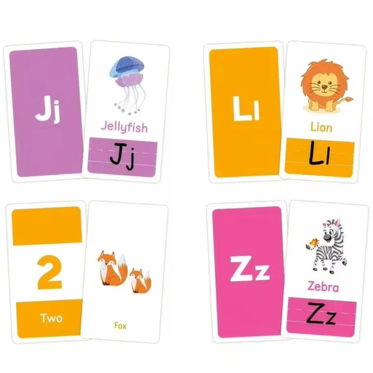 58pcs Picture Cards, Large Alphabet Flash Cards For Toddlers 2-4 Years