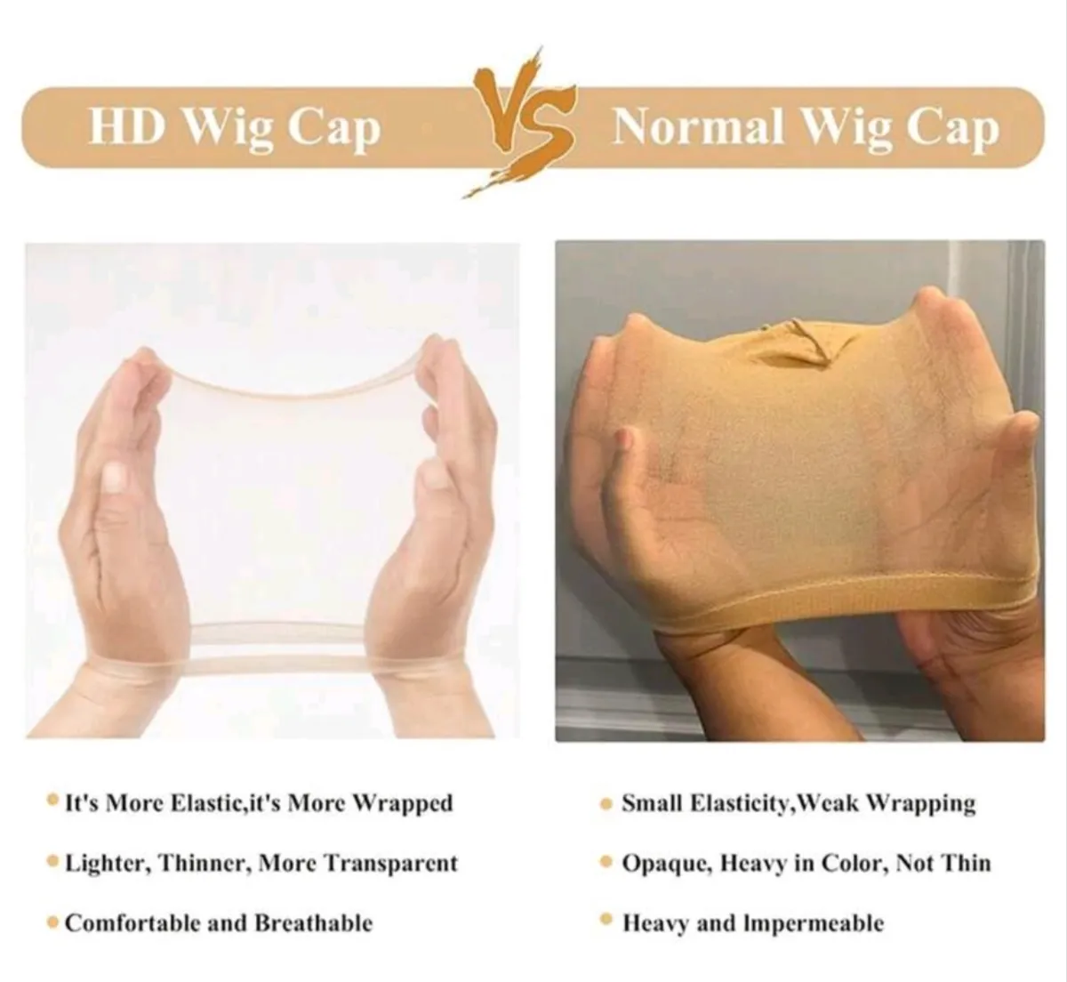 100PCS HD Wig Cap For Women,Ultra-Thin Invisible Brown Sheer Caps For Lace Front Wig Stretchy Stocking Wig Caps Featuring Edge Brush, Razor And Wig Headband