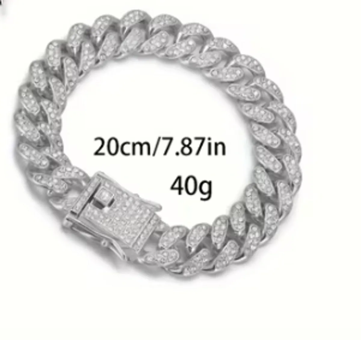 Luxurious Hip-Hop Style Cuban Bracelet with Sparkling Rhinestones