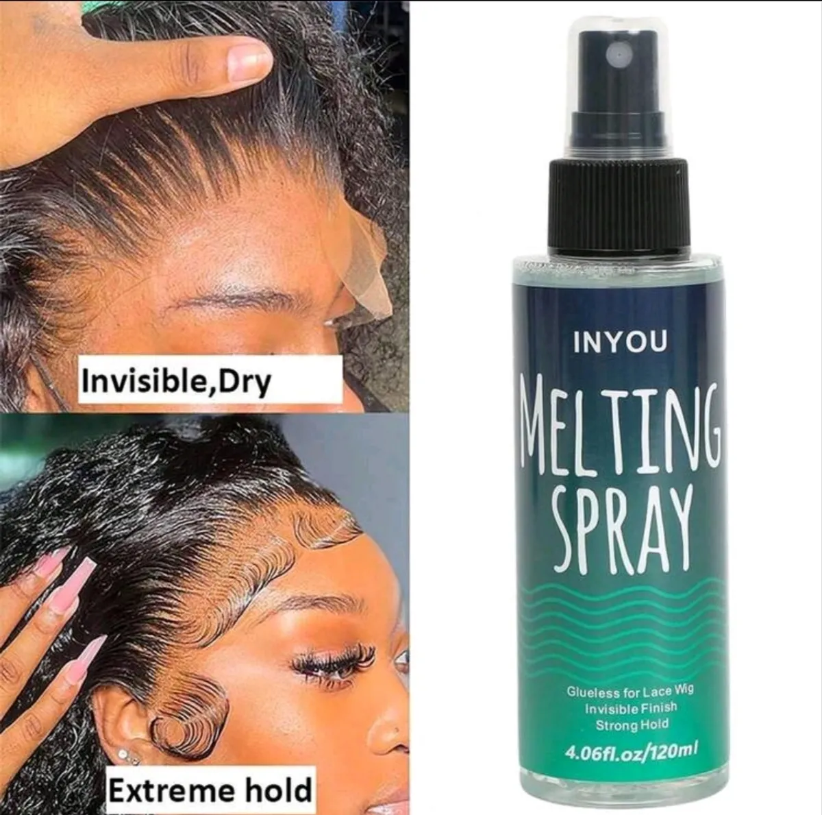 120ML Lace Setting Spray, Strong Hold Lace Wig Spray, No Glue Needed, Natural Strong Hold, Quick Drying