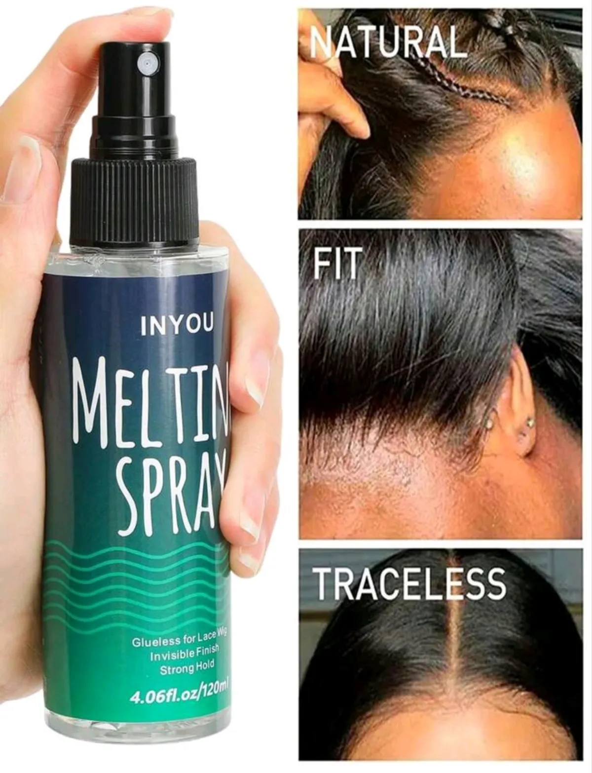 120ML Lace Setting Spray, Strong Hold Lace Wig Spray, No Glue Needed, Natural Strong Hold, Quick Drying