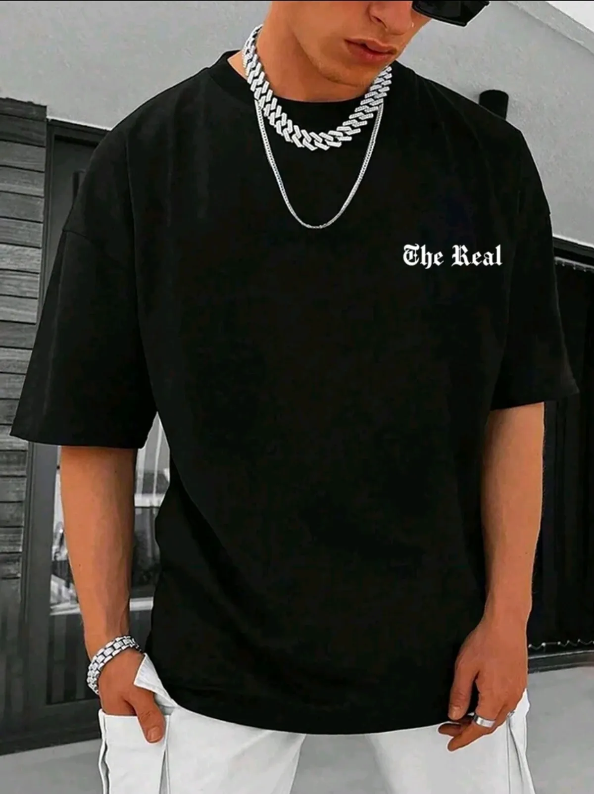 Men's Casual Slogan Print Round Neck T-Shirt - Size M