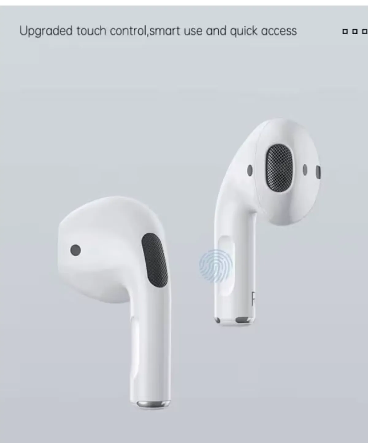 Pro 4 TWS Wireless Earbuds, Bluetooth 5.0, Touch Control, White, Compatible with iPad, iPhone, Android