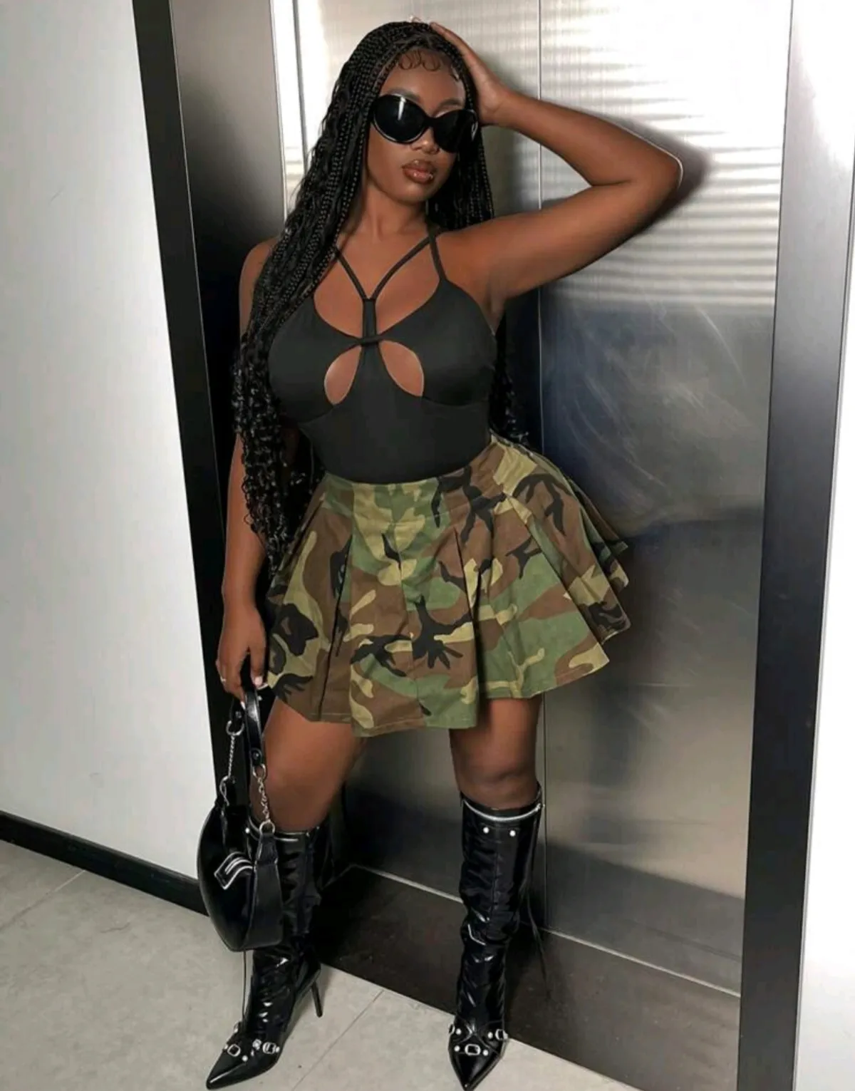 Street Style Casual A-Line Camo Skirt - Size XS