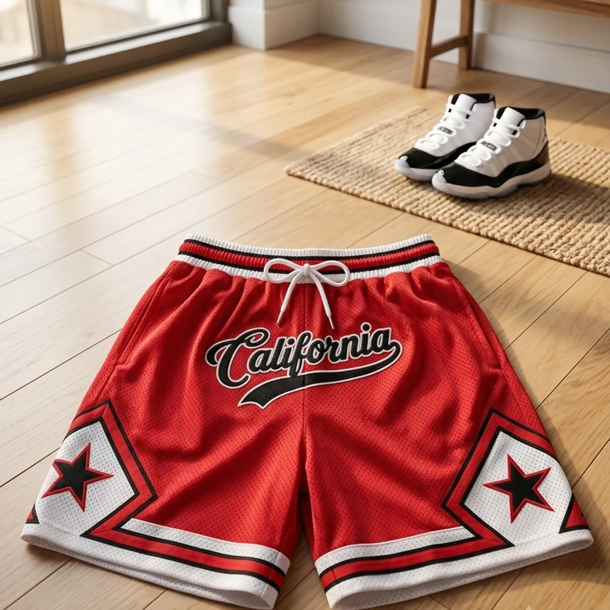 Women's Spring/Summer Streetwear Breathable Mesh Graphics Sport Shorts - Size 14Y