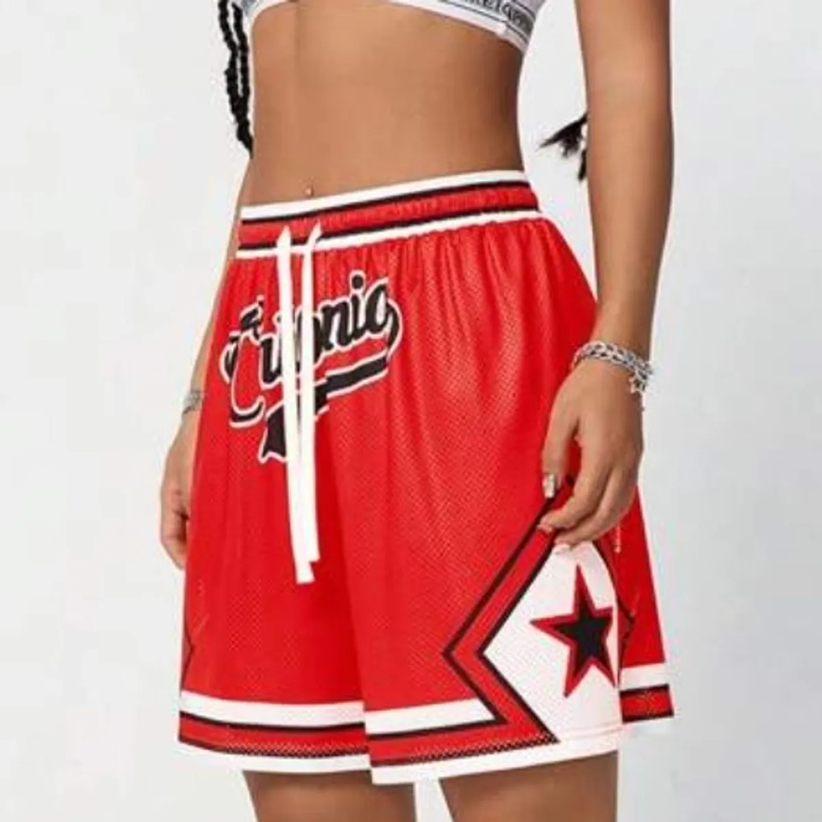 Women's Spring/Summer Streetwear Breathable Mesh Graphics Sport Shorts - Size 14Y