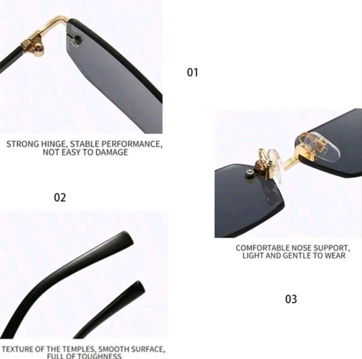 1PC Frameless Square Women's Fashion Glasses , Ins Retro Frameless Metal Glasses