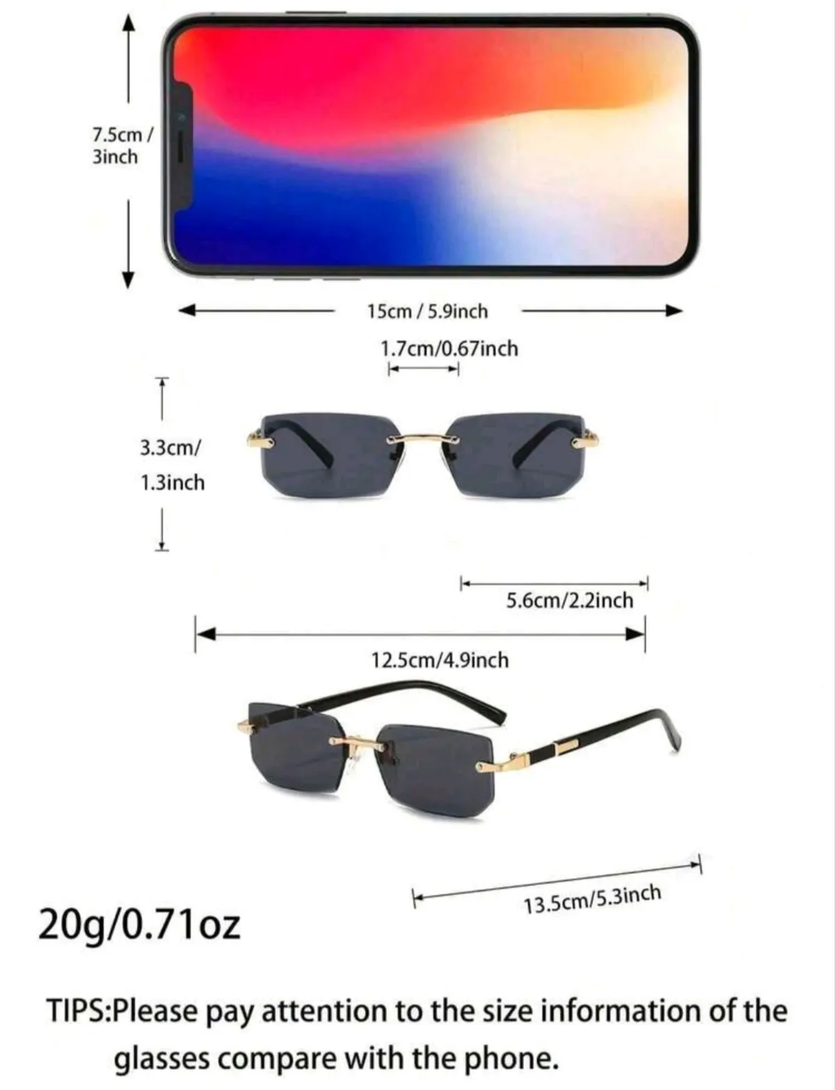 1PC Frameless Square Women's Fashion Glasses , Ins Retro Frameless Metal Glasses