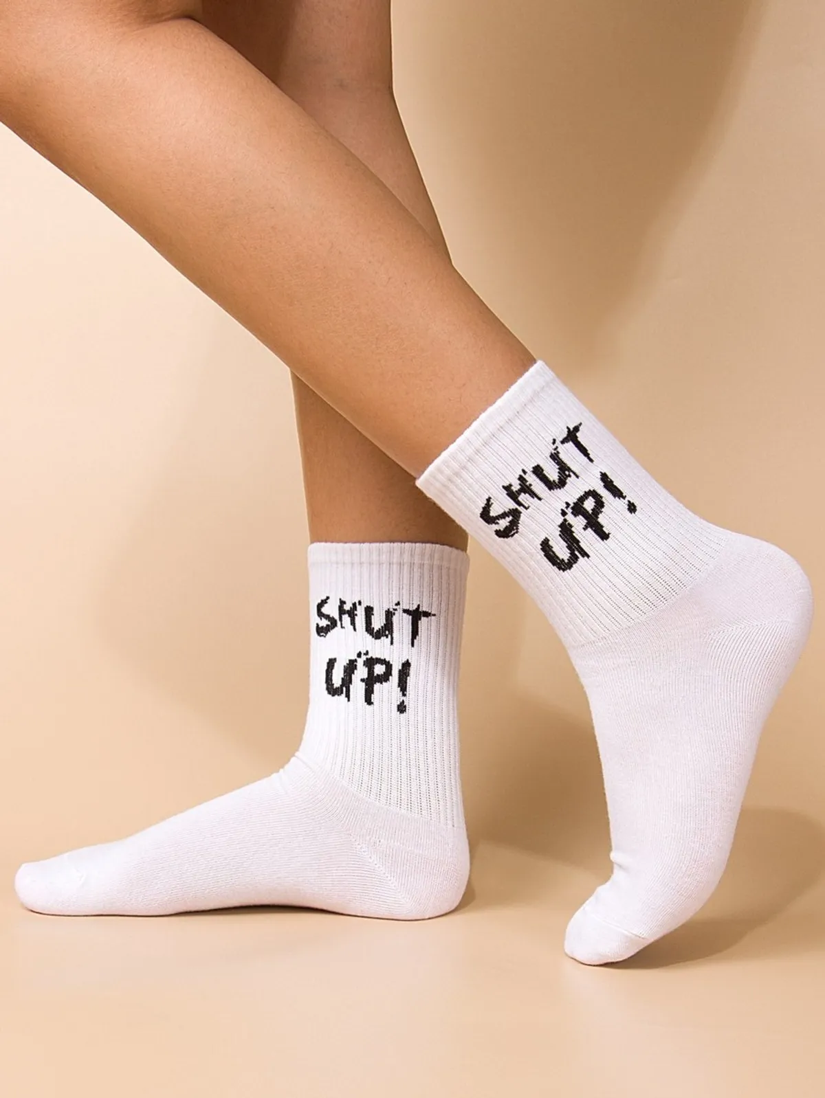 White Socks Shut Up Socks Funny Socks for Women Novelty Socks
