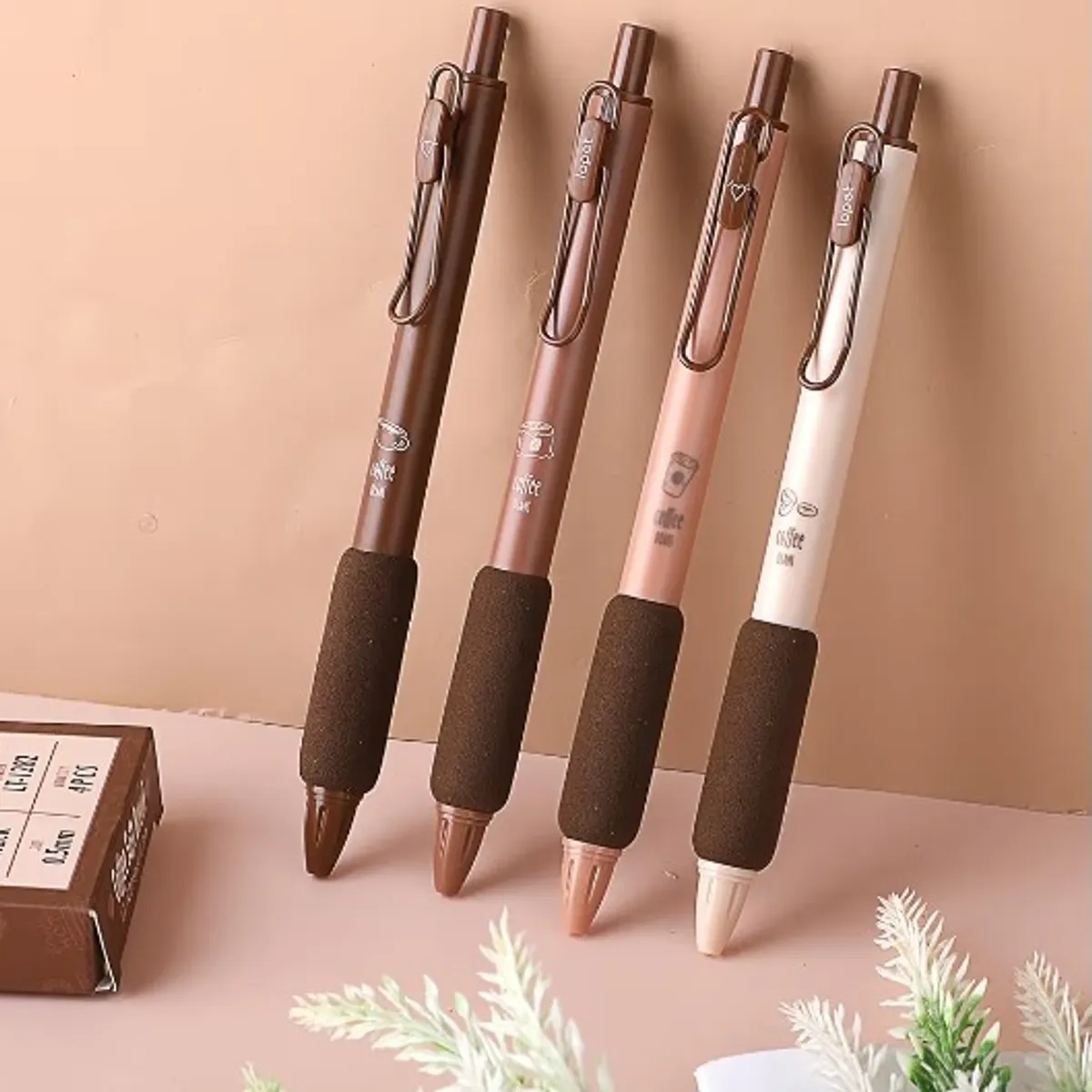 4Pcs Coffee Pens, 0.5mm