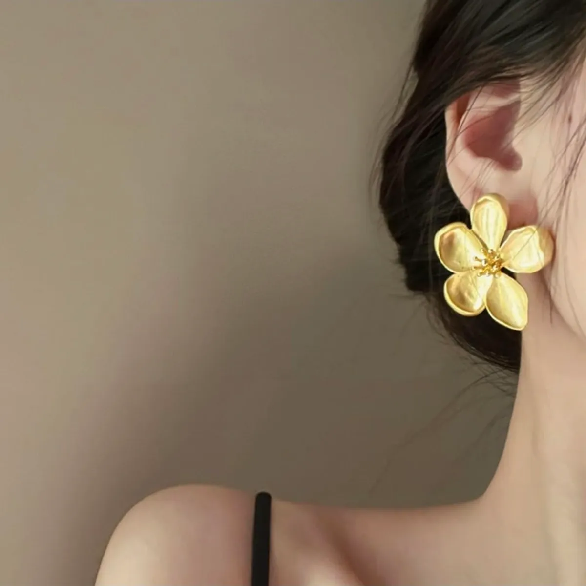 Gold Flower Earrings for Women