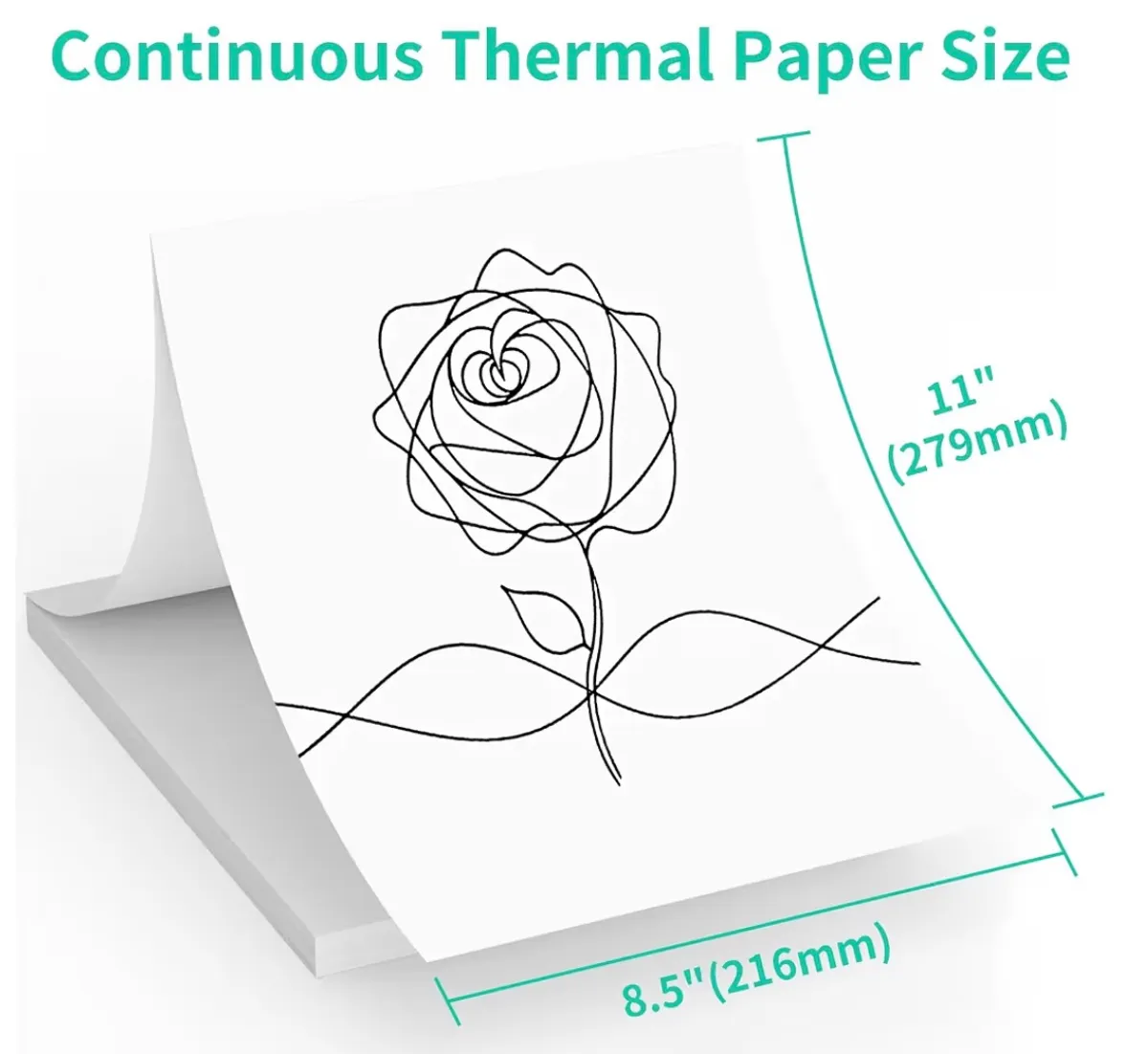 Thermal Printer Paper 8.5" x 11",US Letter Folding Printing Paper Compatible with A4 Portable Thermal Printer,Continuous Folded Printing Paper (100 Sheets)
