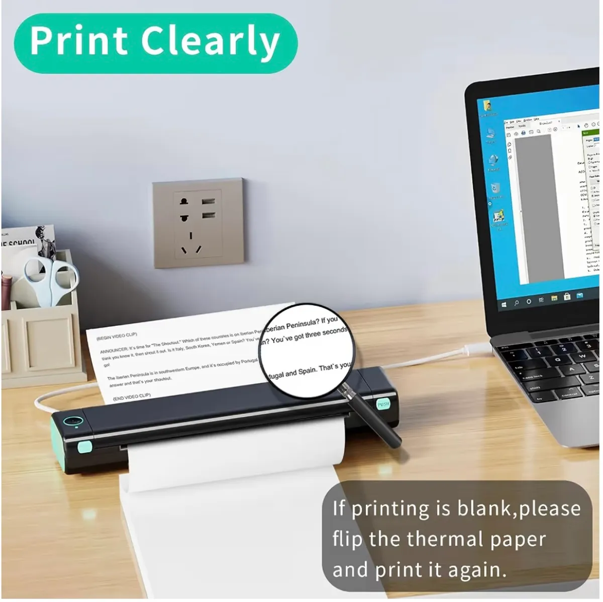 Thermal Printer Paper 8.5" x 11",US Letter Folding Printing Paper Compatible with A4 Portable Thermal Printer,Continuous Folded Printing Paper (100 Sheets)