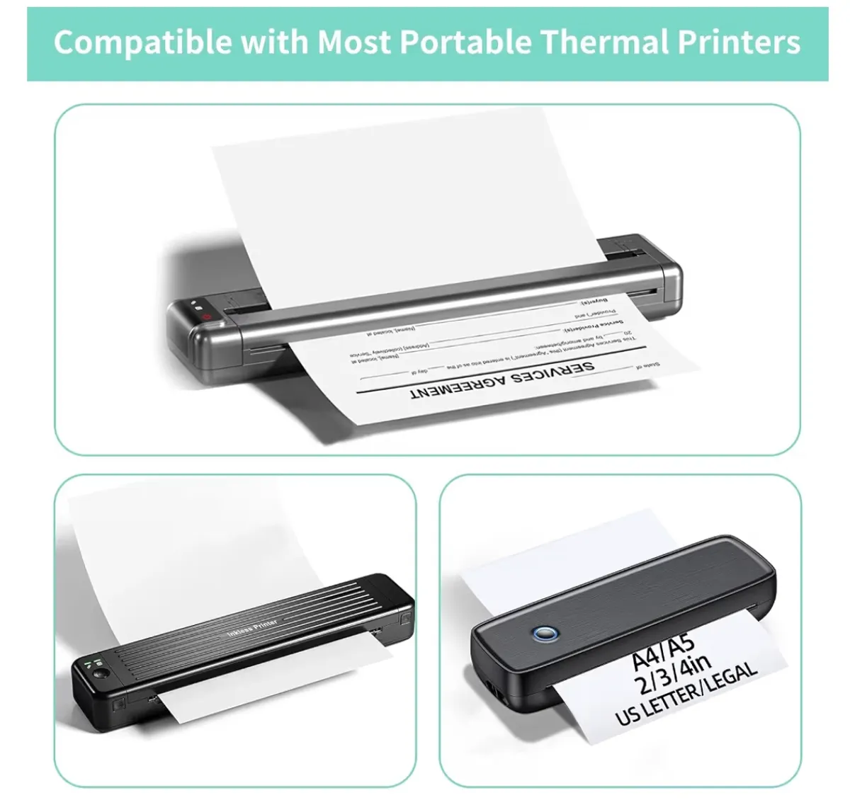 Thermal Printer Paper 8.5" x 11",US Letter Folding Printing Paper Compatible with A4 Portable Thermal Printer,Continuous Folded Printing Paper (100 Sheets)