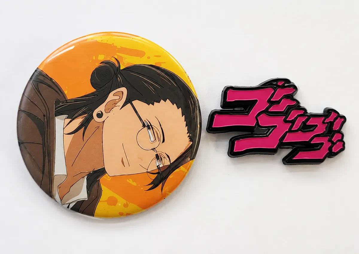 Anime Fan Bundle  Geto Suguru JJK Enamel Pin + JoJo's Bizarre Adventure Pin + Buildable Robot Action Figure | 3 Item Gift Set