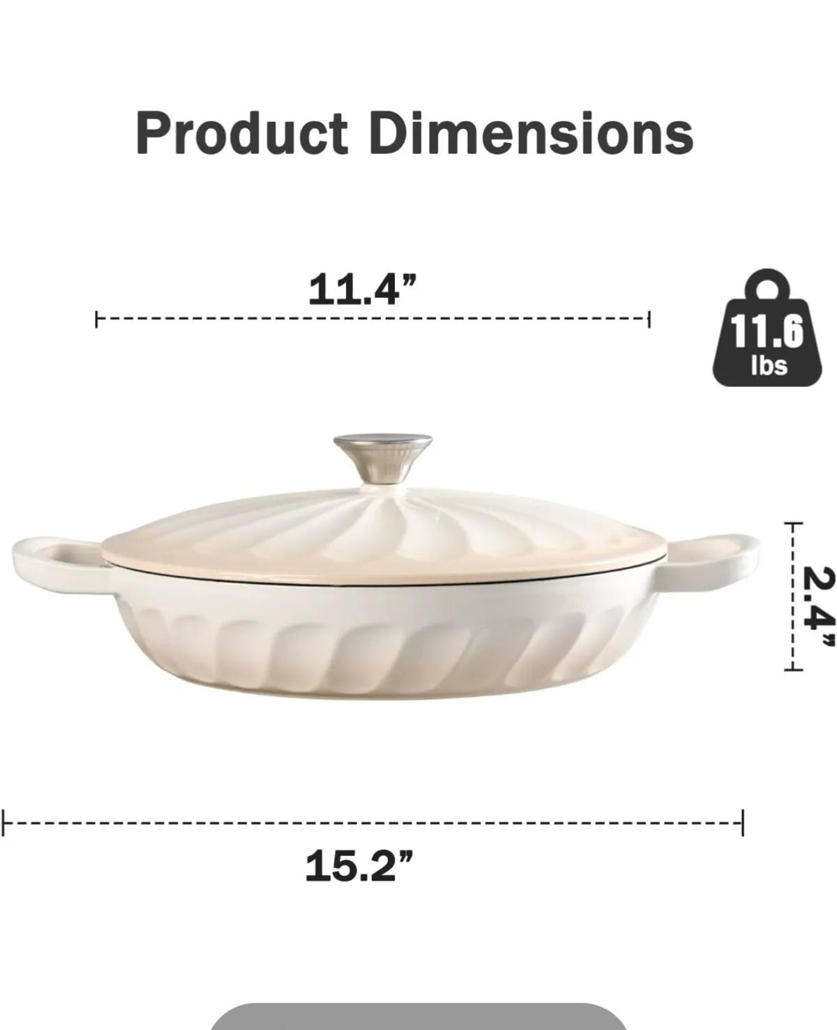 Used like new Enameled Cast Iron Dutch Oven, 3.8 Quart Dutch Oven Pot with Lid, Shallow Cast Iron Braiser with Handles, Oven Safe up to 500°F (Caramel White)