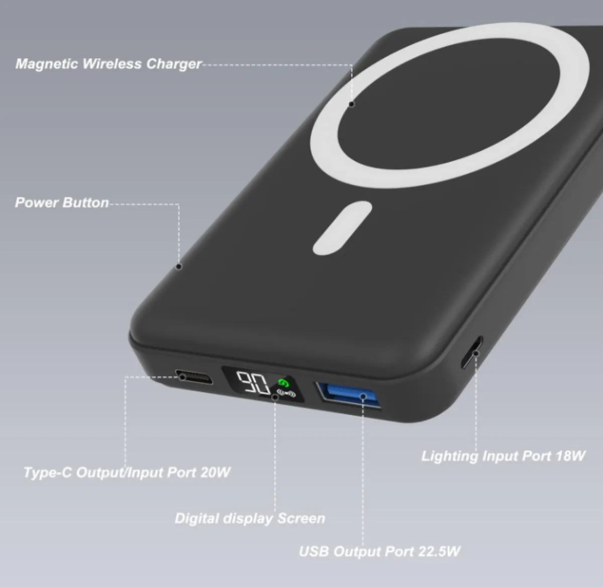 Magsafe wireless Power Bank, Black