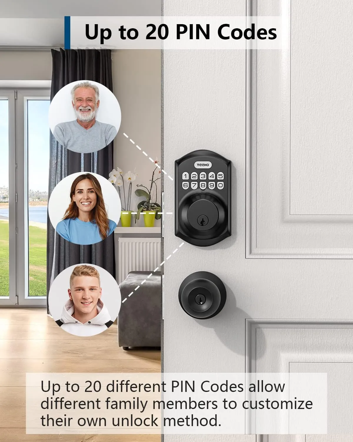 TEEHO TE001 Security Keyless Entry Deadbolt with Keypad for Front Door