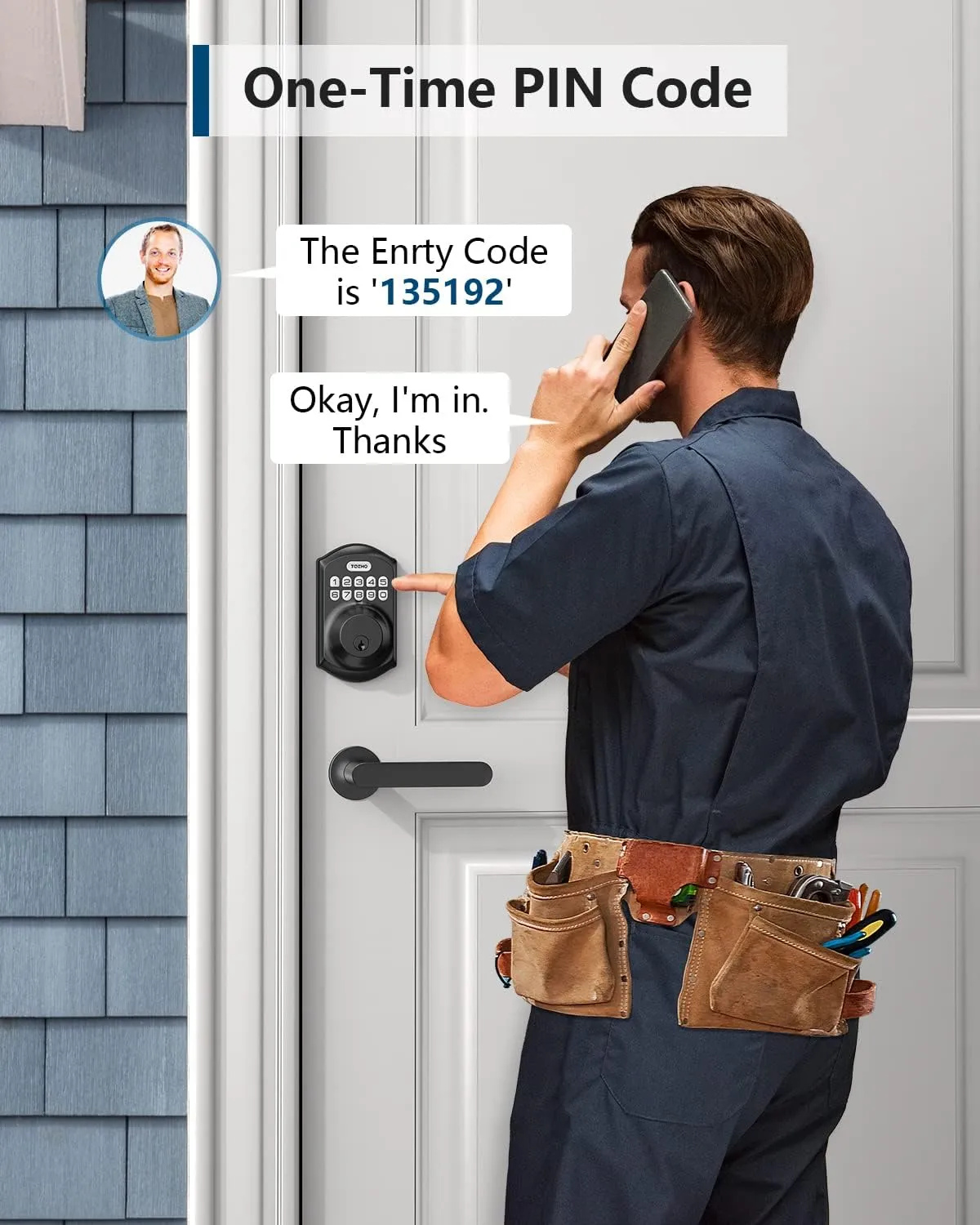 TEEHO TE001 Security Keyless Entry Deadbolt with Keypad for Front Door