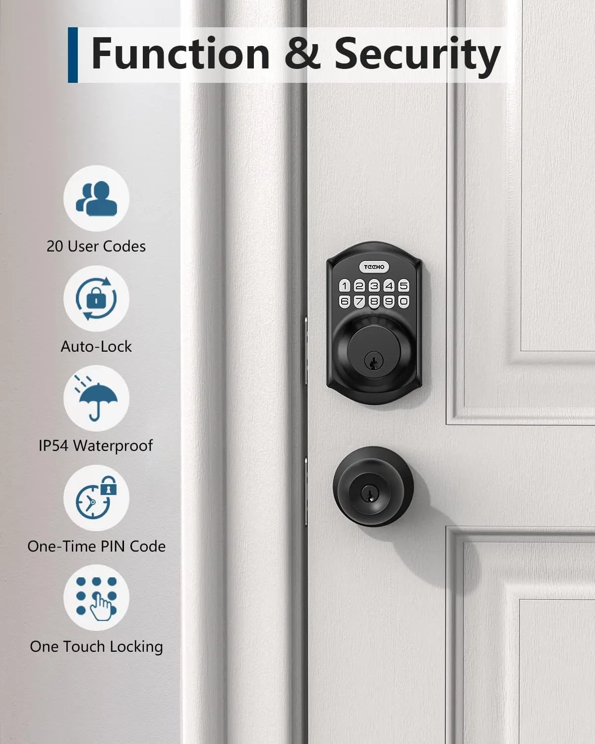 TEEHO TE001 Security Keyless Entry Deadbolt with Keypad for Front Door