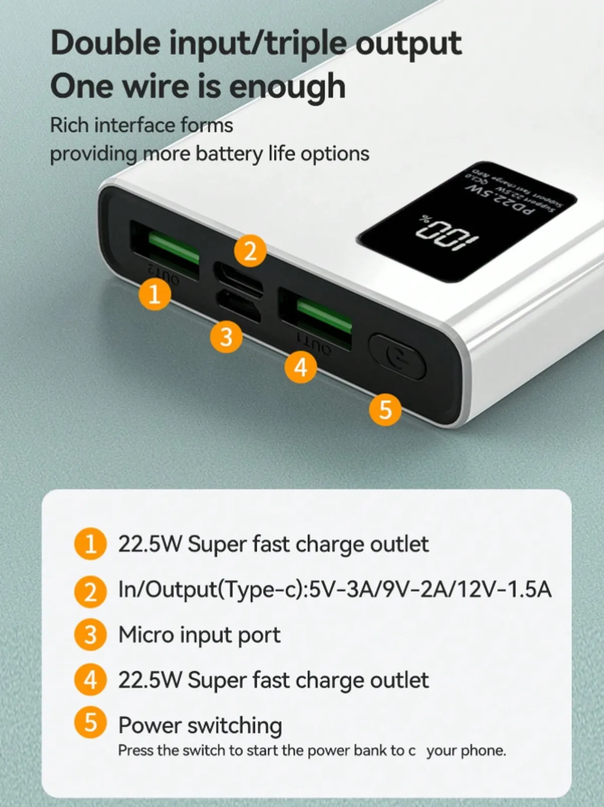 POWER BANK , 10000 mah, Black