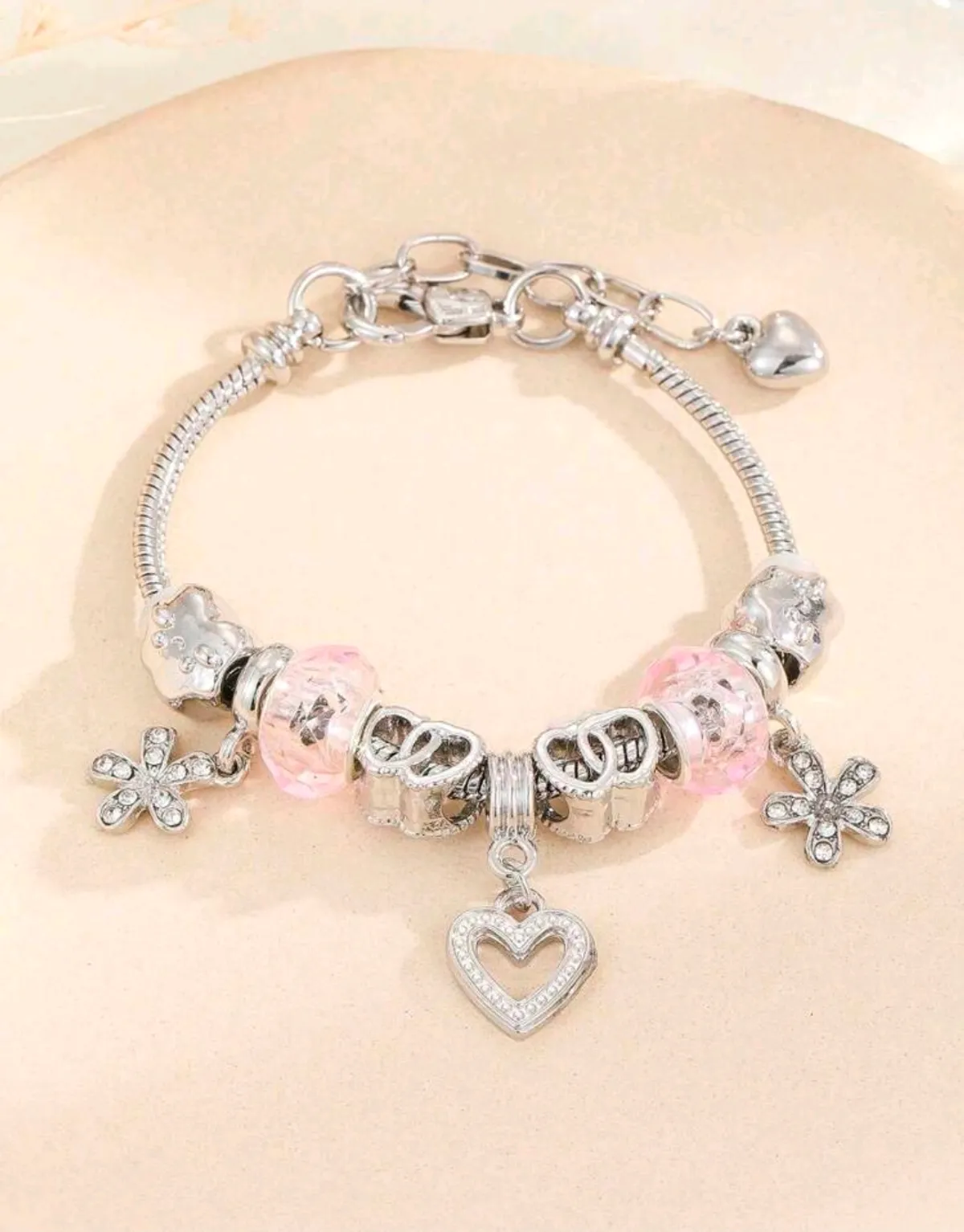 1pc Simple & Fashionable Heart Series Beaded Bracelet