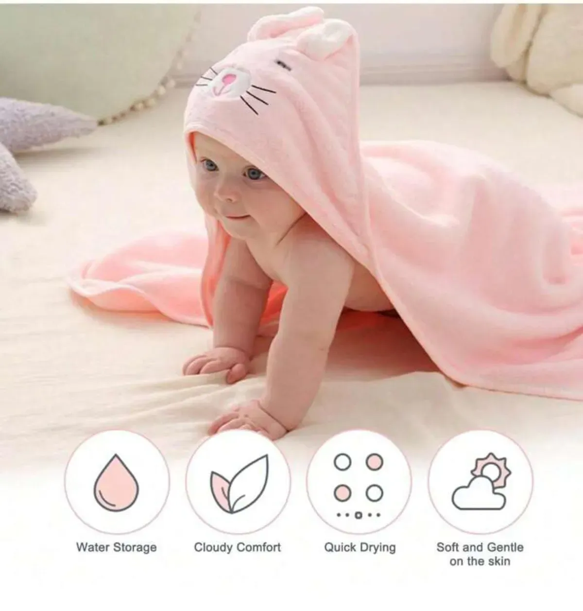 Coral Fleece Cute Cartoon Animal Hooded Bath Towel For Babies & Kids, Soft Absorbent Quick Dry Bathrobe Cloak Wrap For Newborns, Toddlers Swimming & Bathing, 1 Piece