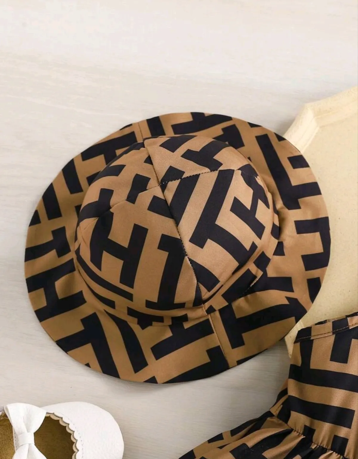 Baby Girl 2pcs Casual Style Letter Patchwork Printed Dress With Hat - Size 9-12M